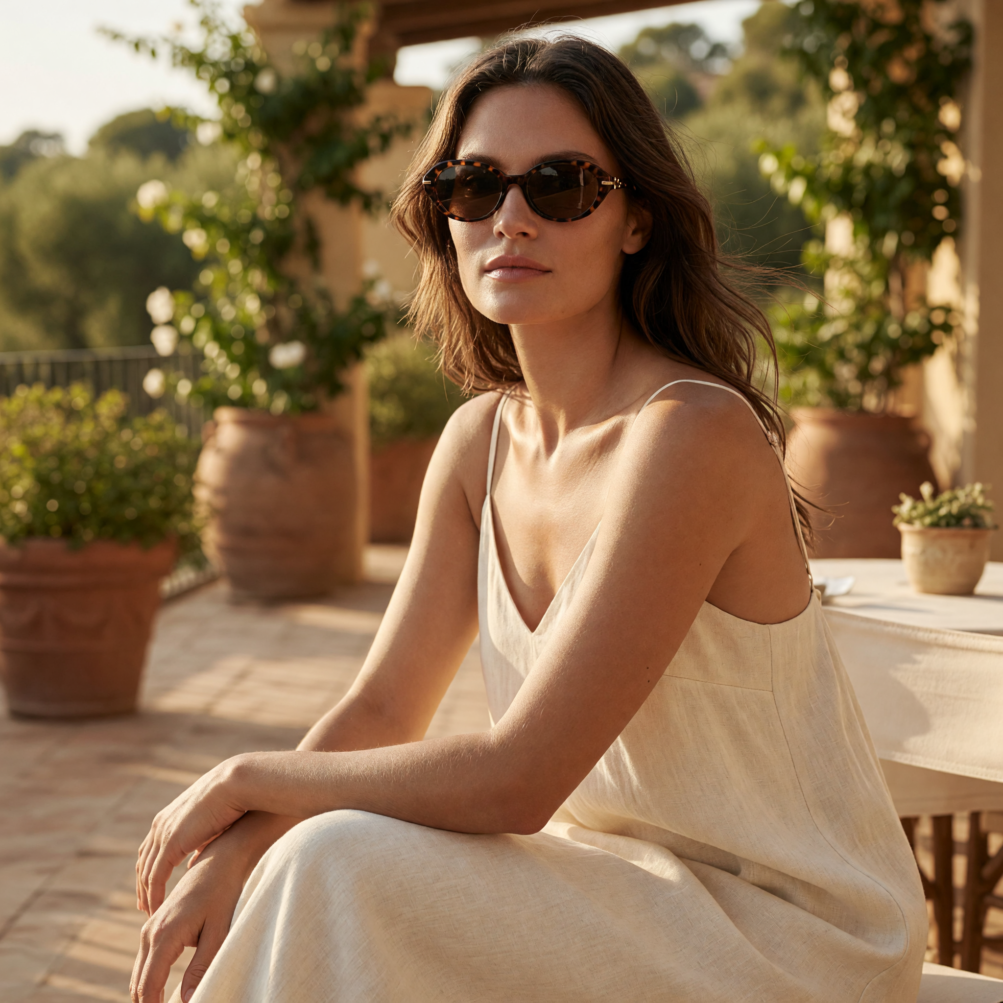 Tortoiseshell oval sunglasses with gold hardware and gradient brown lenses, ideal for softening square face shapes