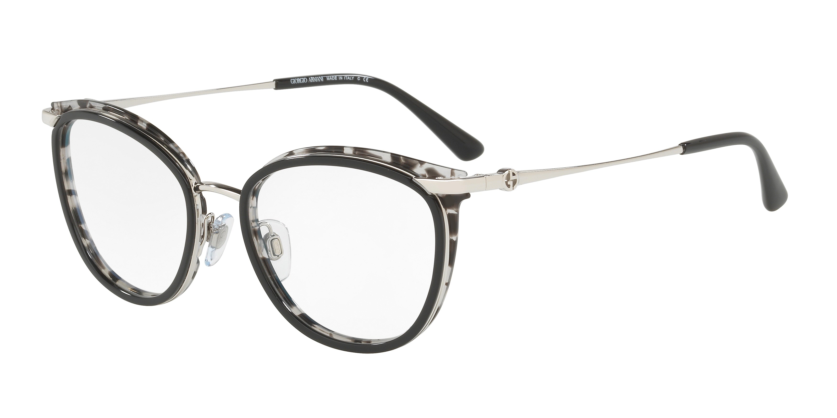 Giorgio Armani AR5074 Phantos Eyeglasses 3015-Silver Top Black-Grey Havana 51-140-19 - Color Map Silver