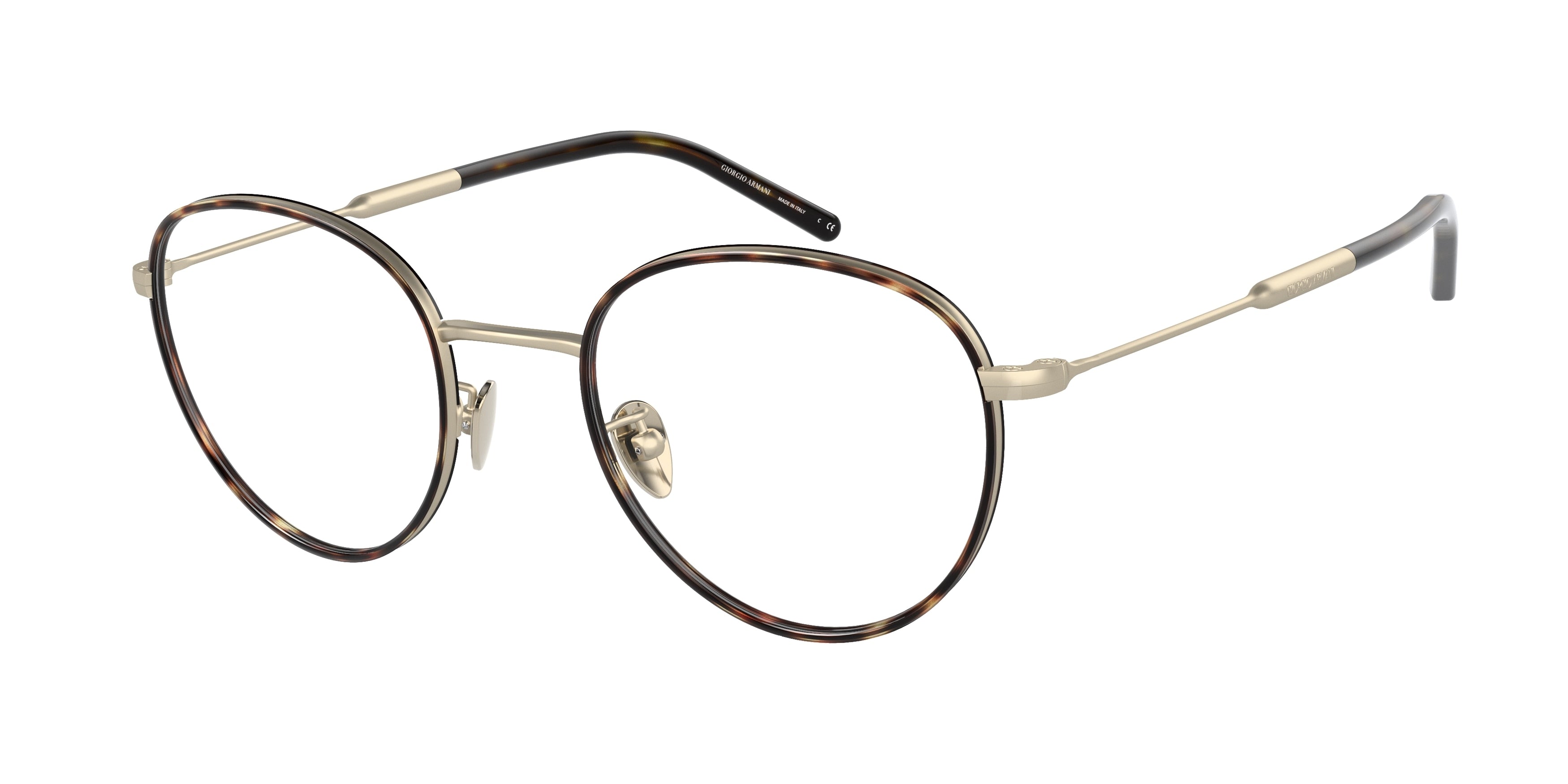 Giorgio Armani AR5111J Pillow Eyeglasses 3002-Matte Pale Gold/Havana 50-145-22 - Color Map Gold