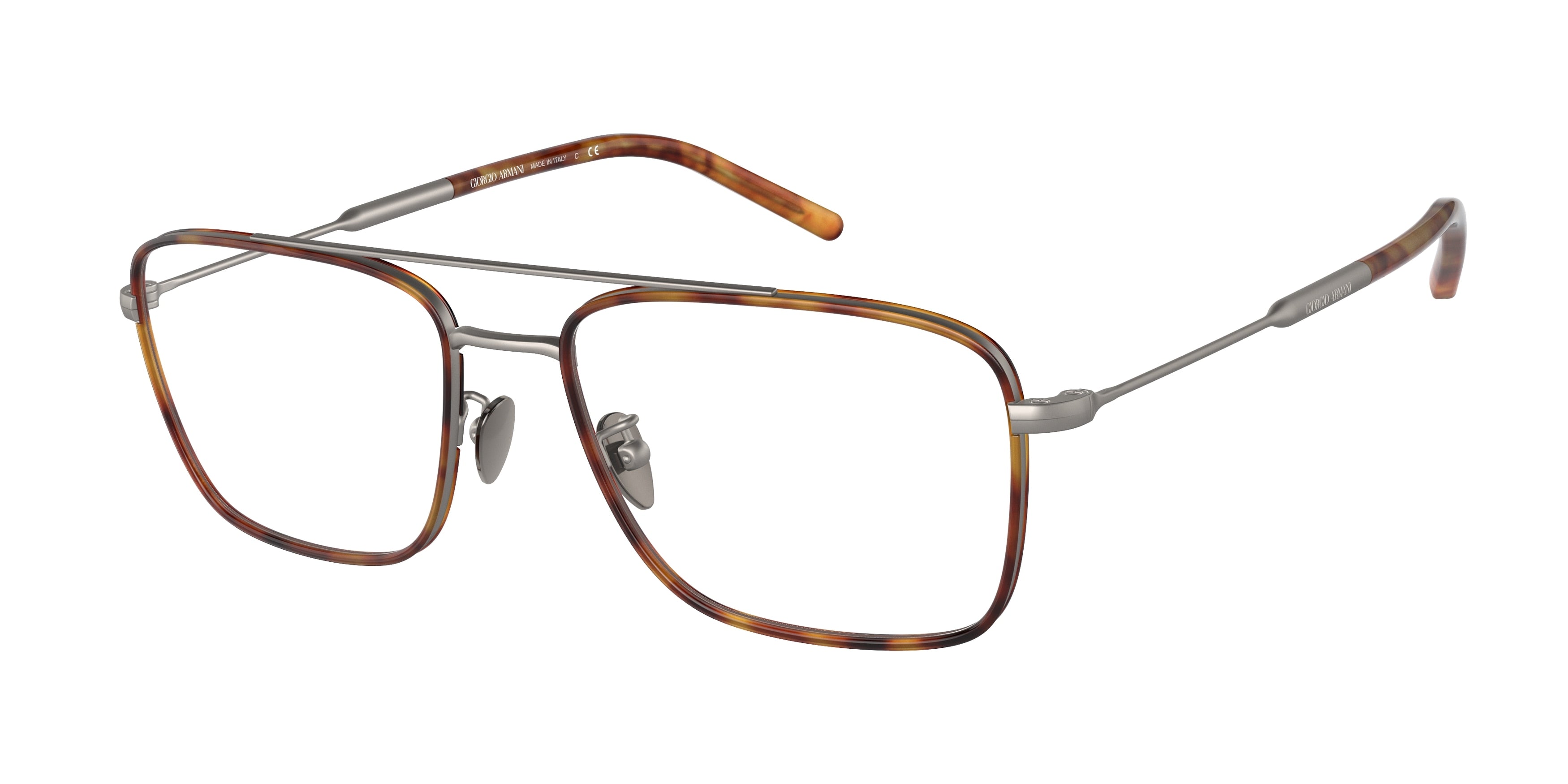 Giorgio Armani AR5112J Pillow Eyeglasses  3332-Matte Gunmetal/Havana 55-145-18 - Color Map Grey