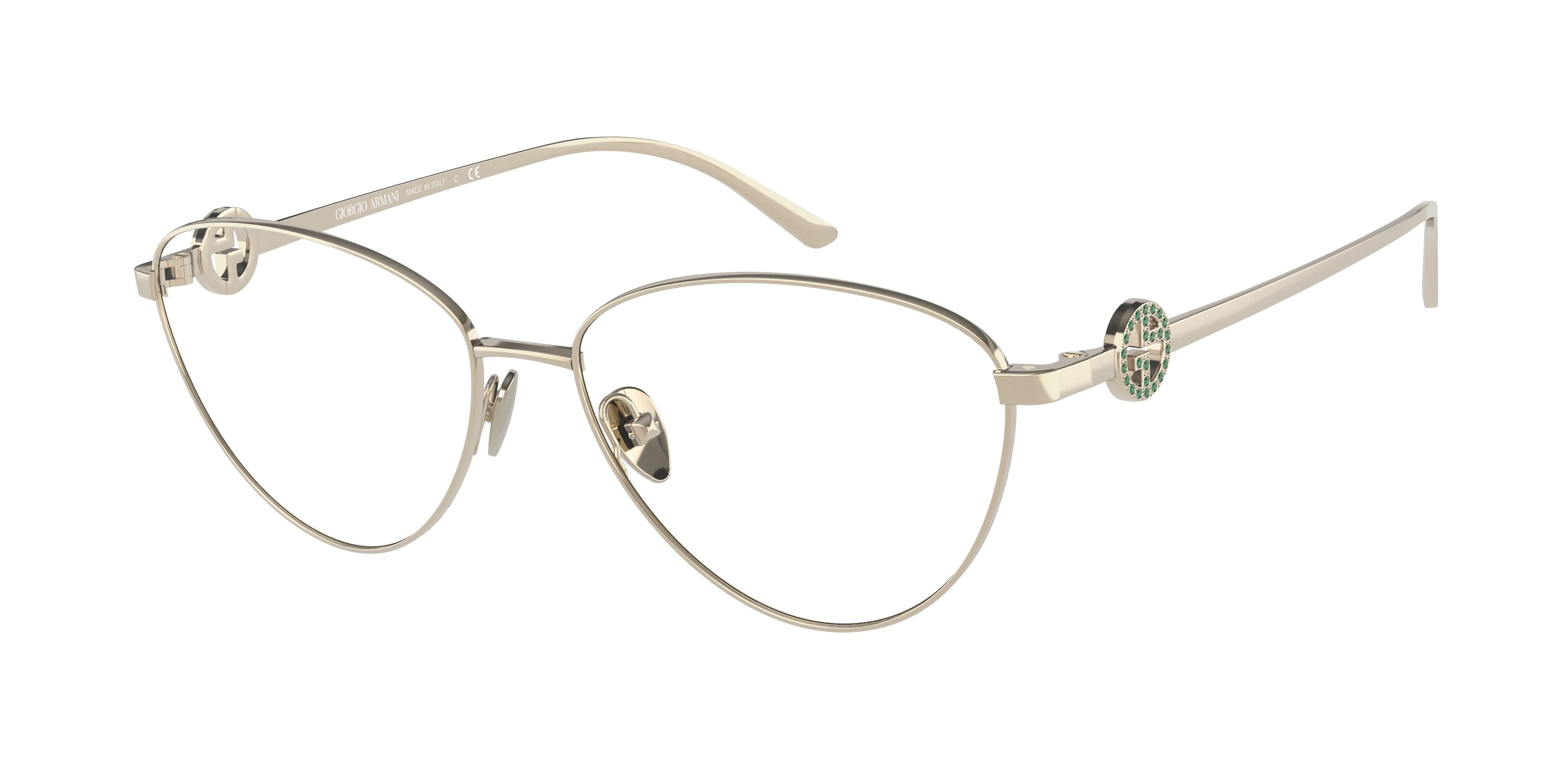 Giorgio Armani AR5113B Butterfly Eyeglasses 3002-Pale Gold 54-140-15 - Color Map Gold