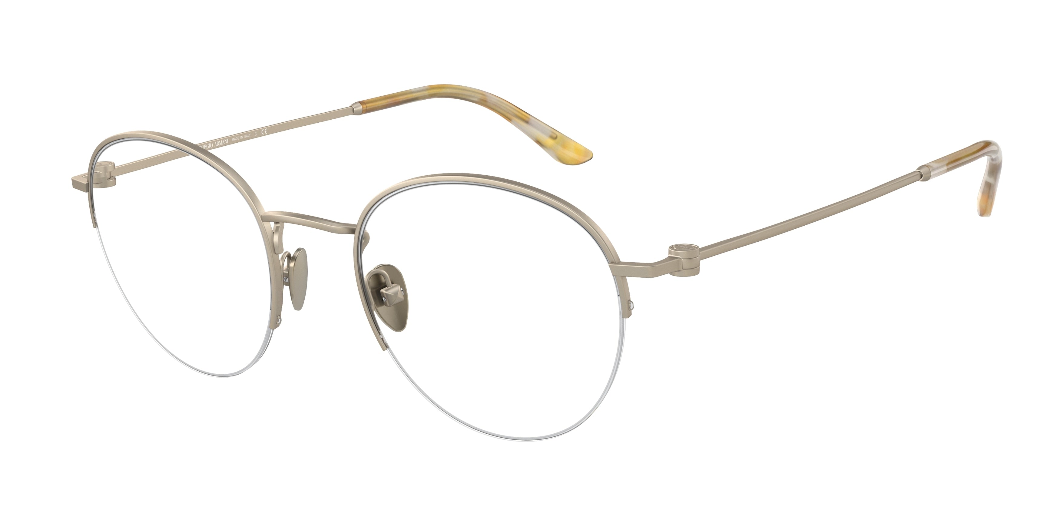 Giorgio Armani AR5123 Round Eyeglasses  3002-Matte Pale Gold 51-145-21 - Color Map Gold