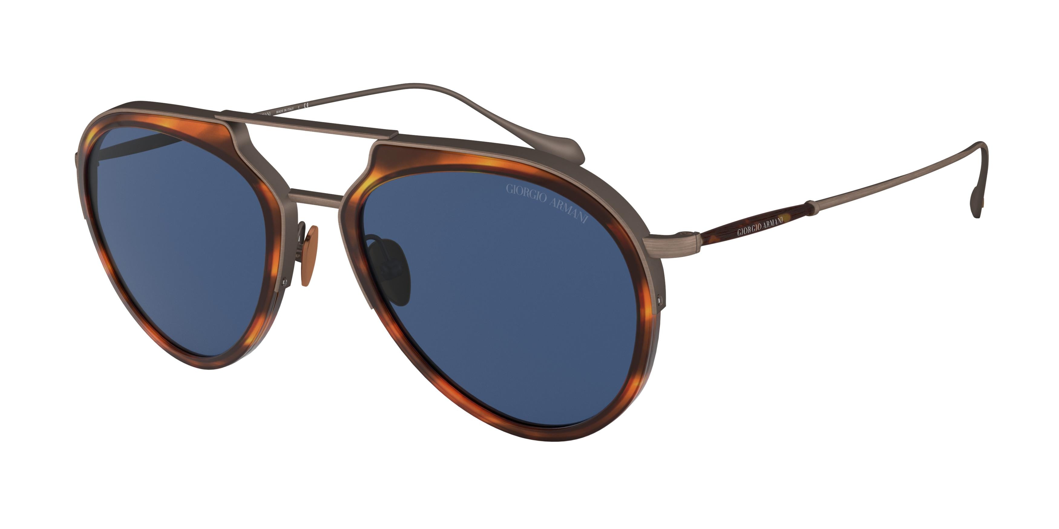 Giorgio Armani AR6097 Pilot Sunglasses 325980-Striped Brown/Brushed Bronze 54-145-20 - Color Map Brown