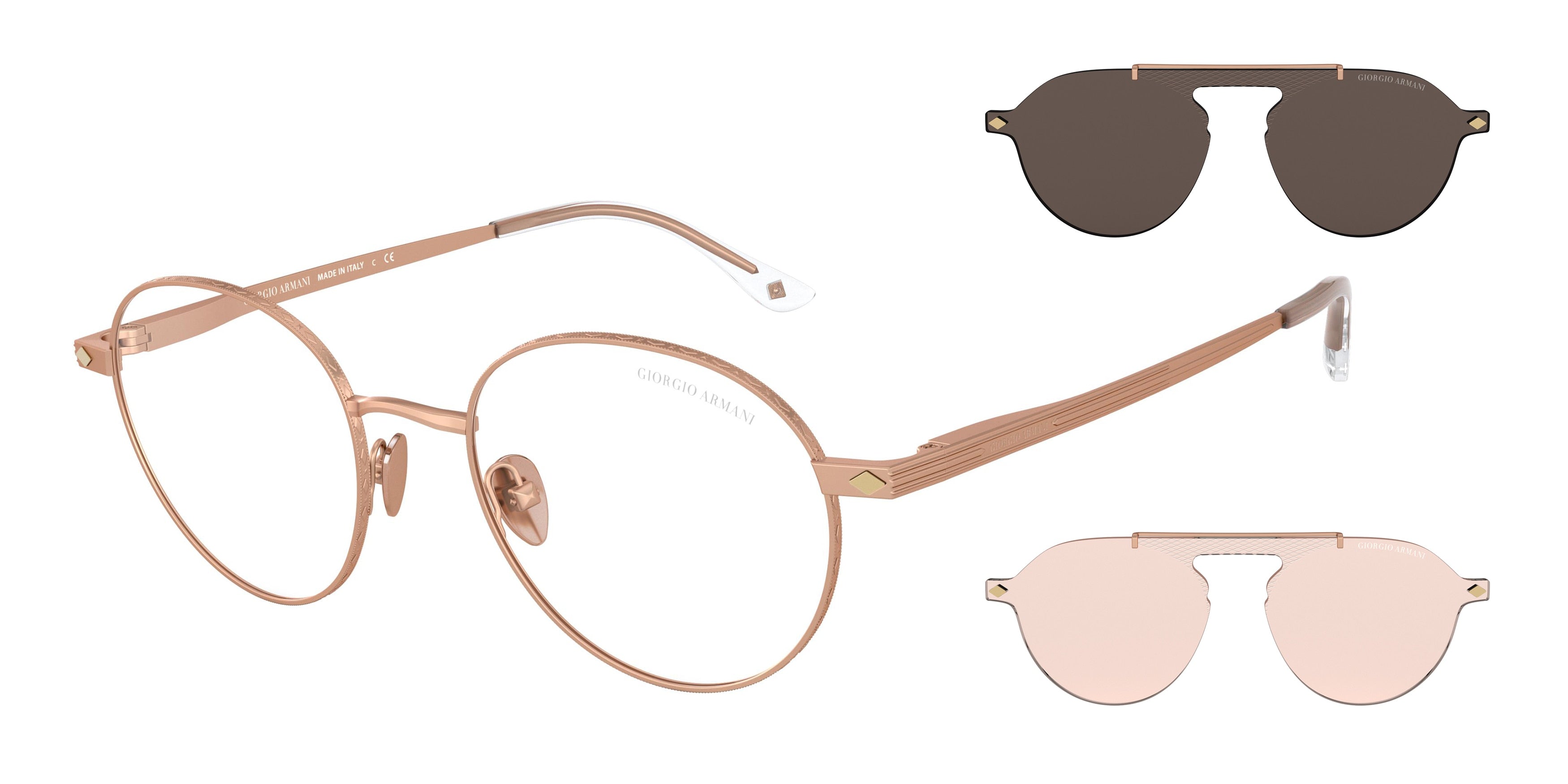 Giorgio Armani AR6107 Round Sunglasses 30041W-Matte Bronze 51-145-20 - Color Map Copper