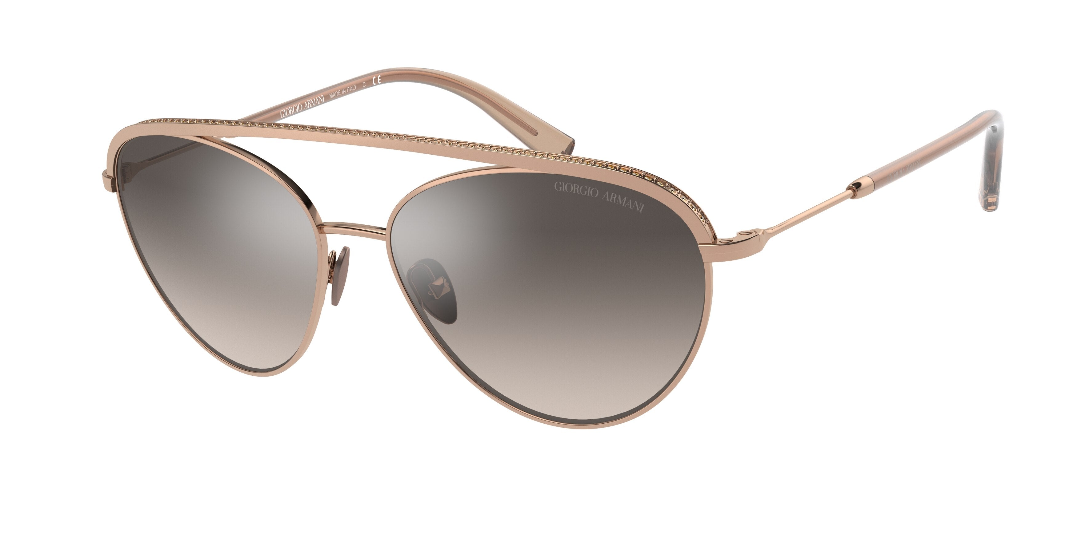Giorgio Armani AR6127B Pilot Sunglasses  30116I-Rose Gold 56-140-15 - Color Map Gold