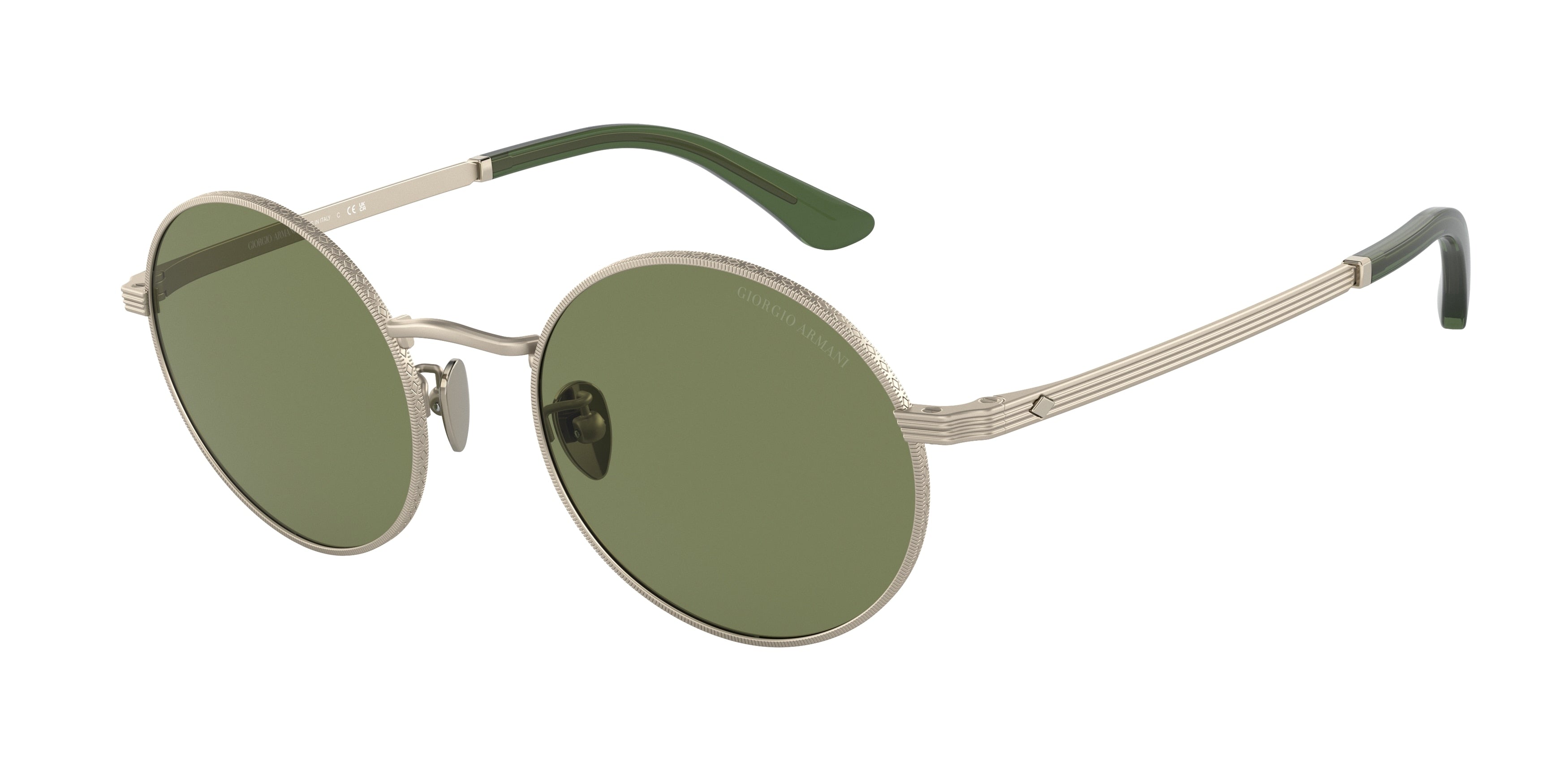 Giorgio Armani AR6140 Round Sunglasses  30132A-Matte Pale Gold 50-145-20 - Color Map Gold