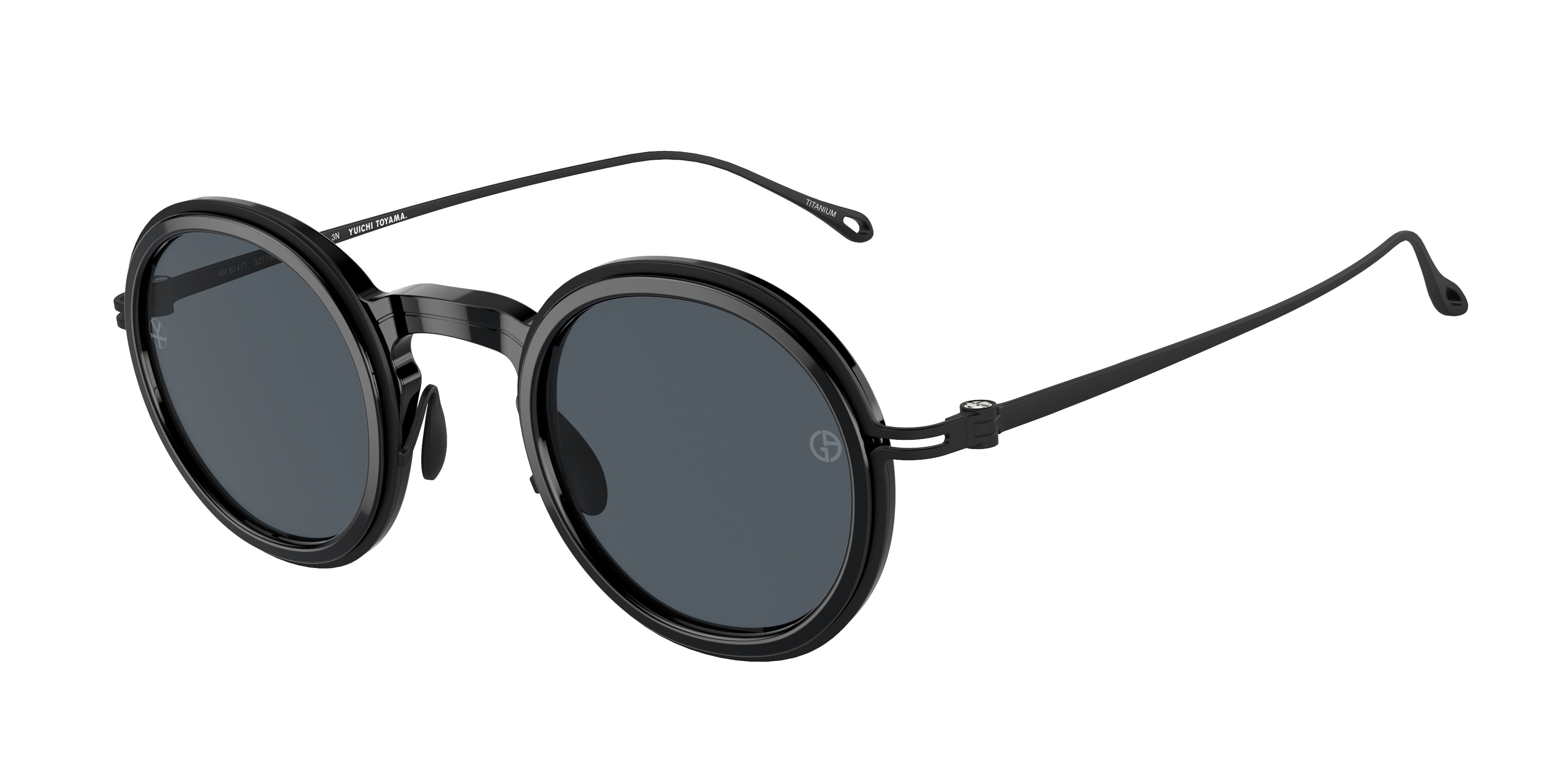 Giorgio Armani AR6147T Round Sunglasses 327787-Shiny Black 43-145-26 - Color Map Black