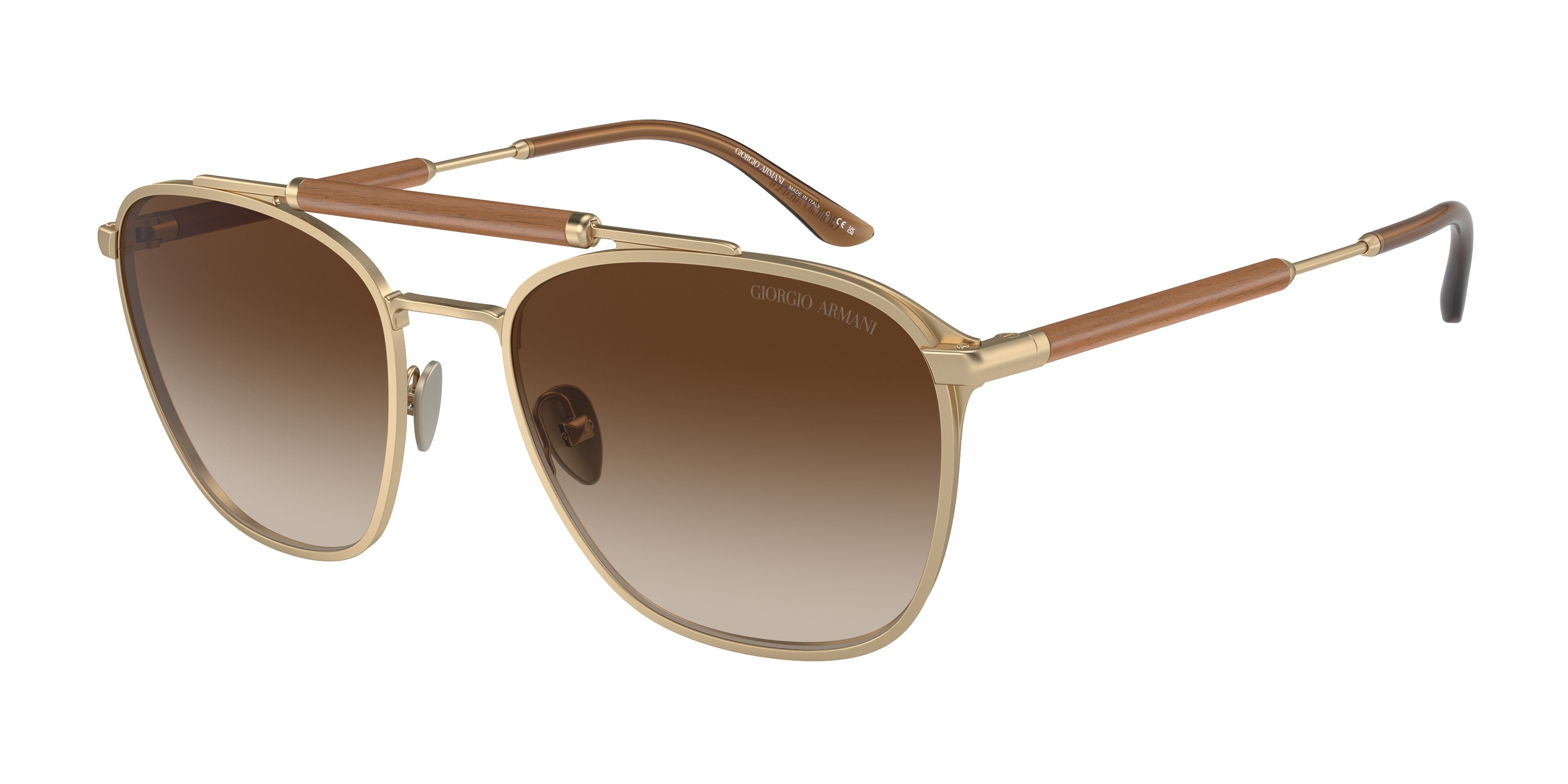 Giorgio Armani AR6149 Square Sunglasses 300213-Matte Pale Gold 55-145-19 - Color Map Gold