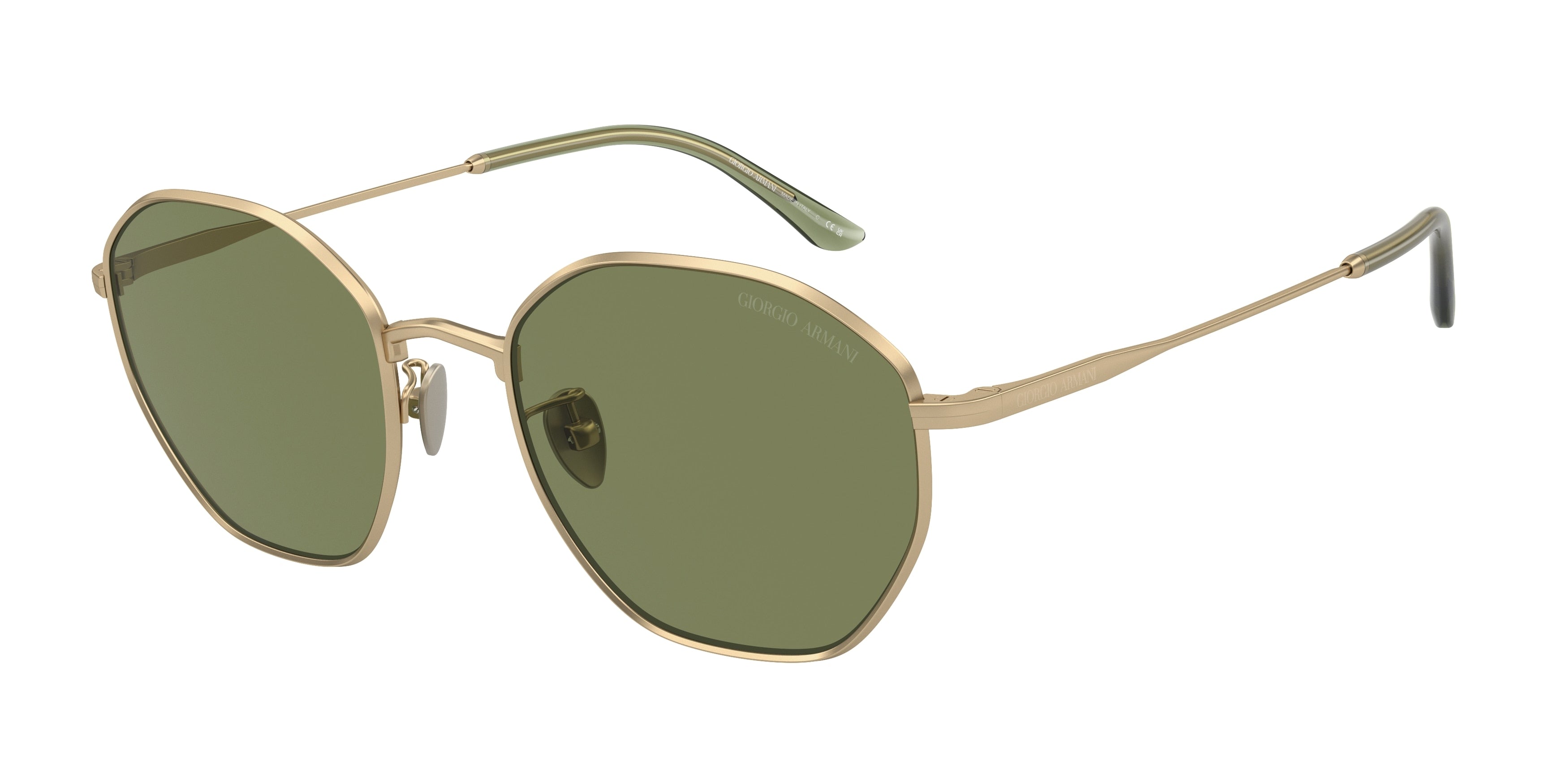 Giorgio Armani AR6150 Square Sunglasses  30022A-Matte Pale Gold 53-145-20 - Color Map Gold