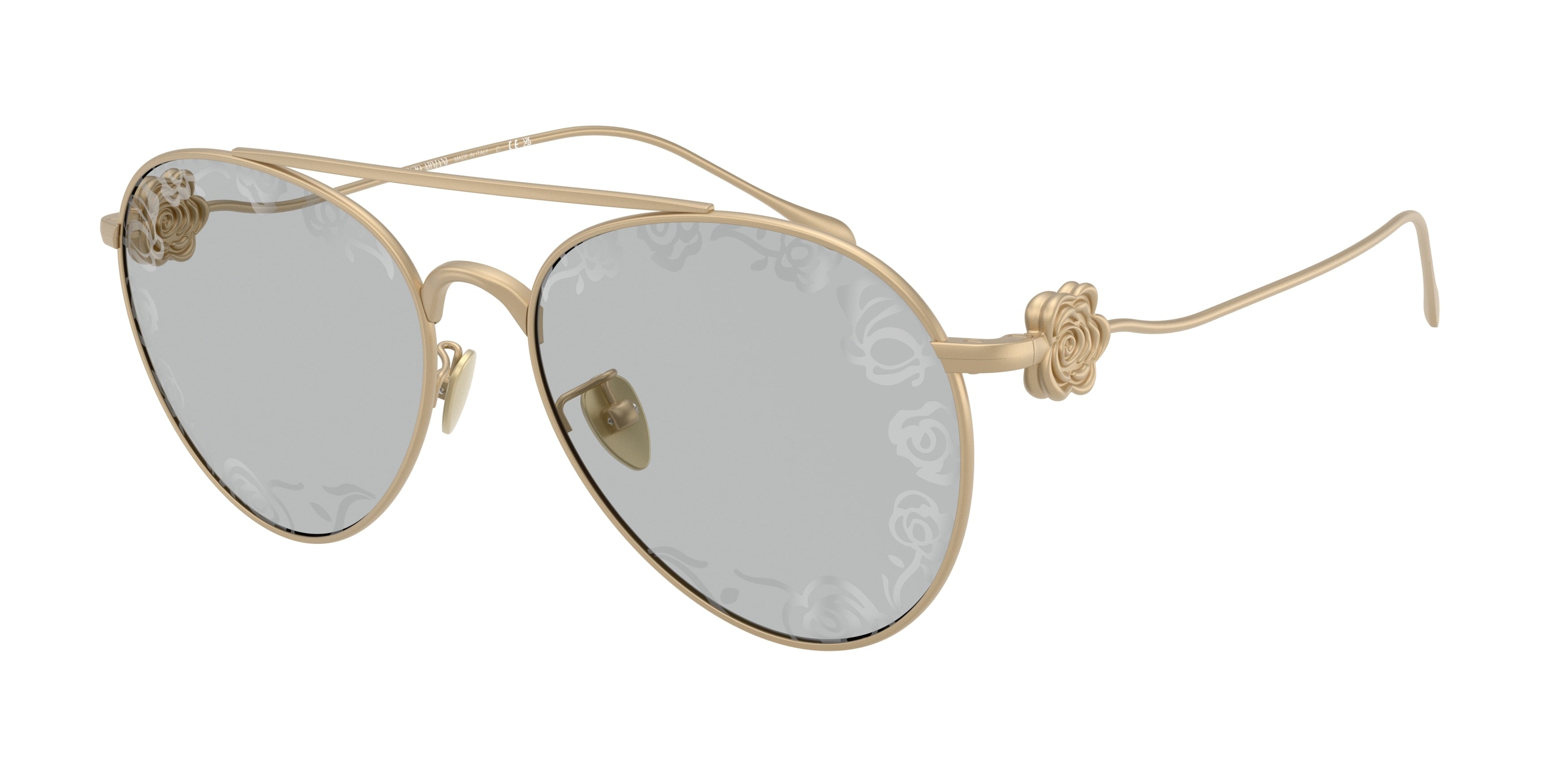 Giorgio Armani AR6167 Pilot Sunglasses 3002AL-Matte Pale Gold 57-140-17 - Color Map Gold