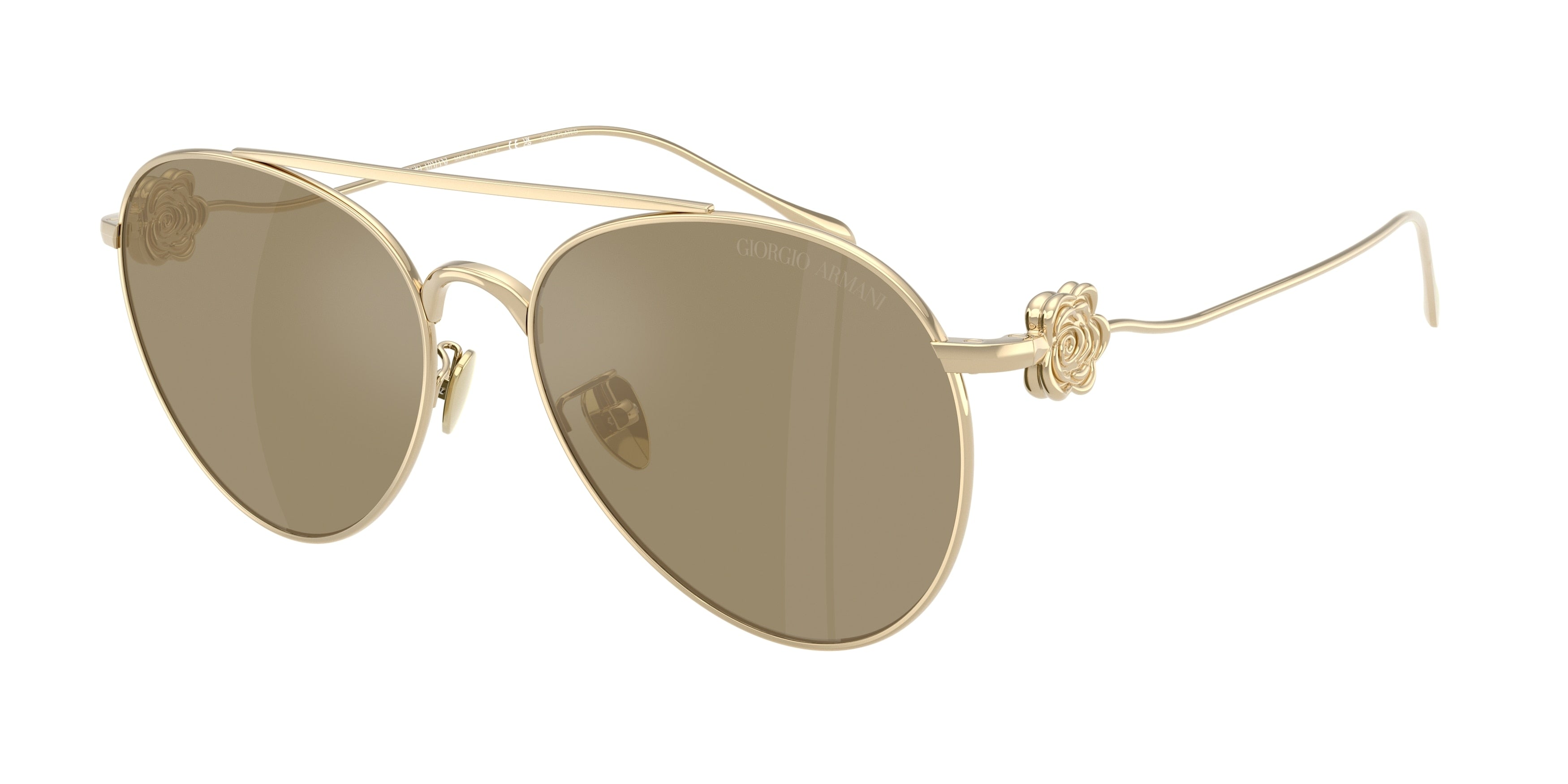 Giorgio Armani AR6167 Pilot Sunglasses 30130W-Gold Plated 57-140-17 - Color Map Gold