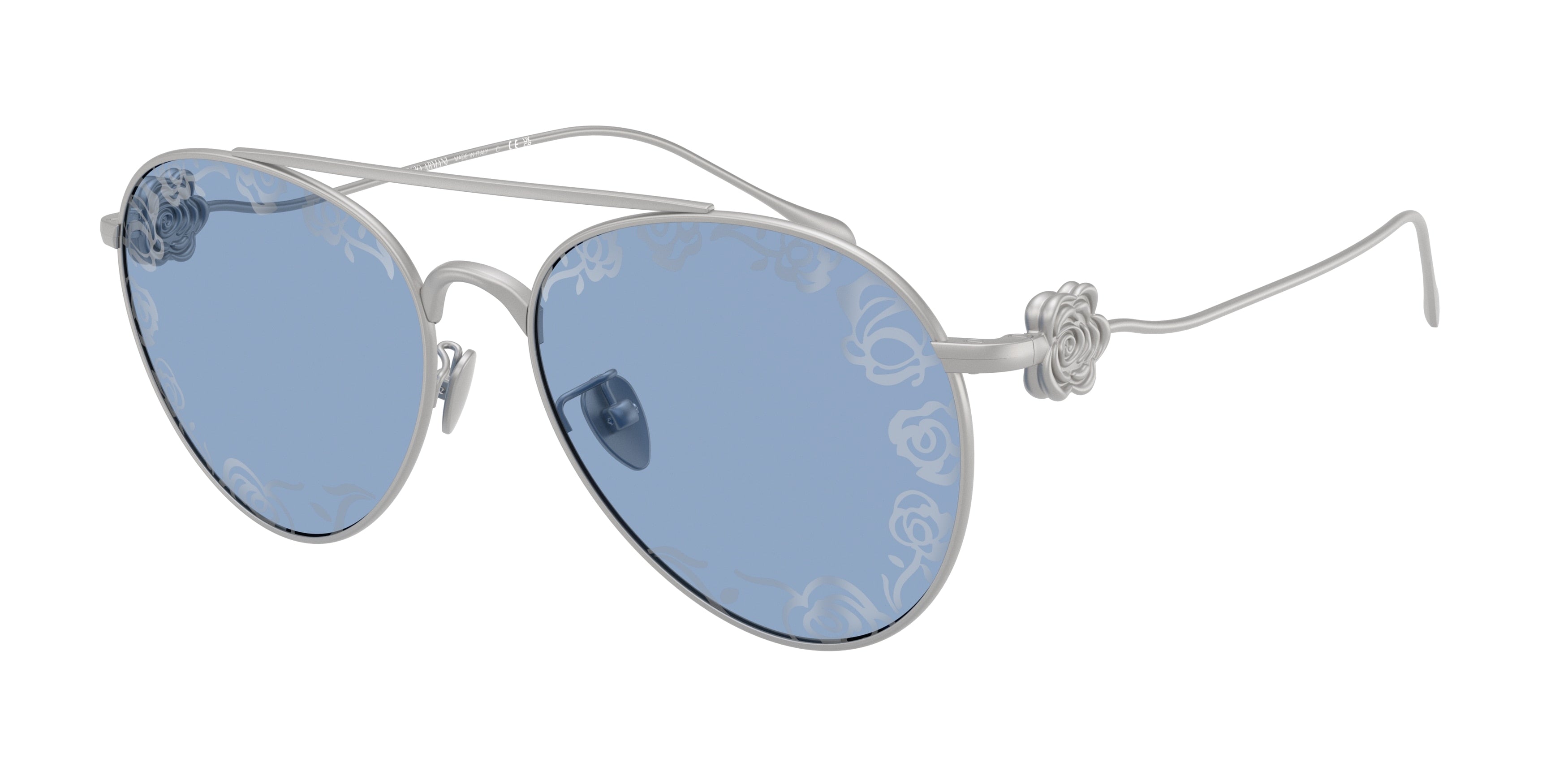 Giorgio Armani AR6167 Pilot Sunglasses 3045AM-Matte Silver 57-140-17 - Color Map Silver