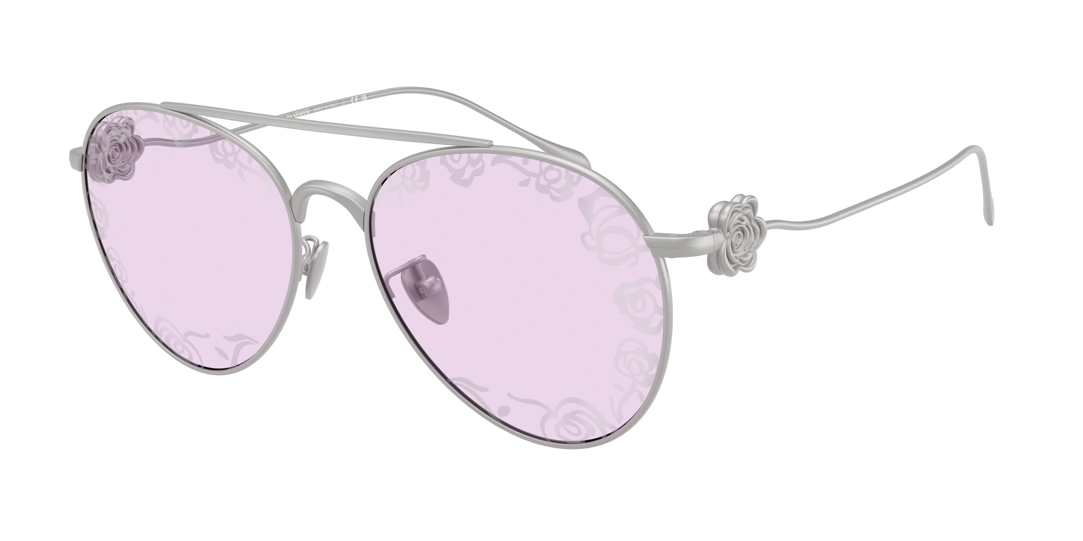 Giorgio Armani AR6167 Pilot Sunglasses 3045Z9-Matte Silver 57-140-17 - Color Map Silver