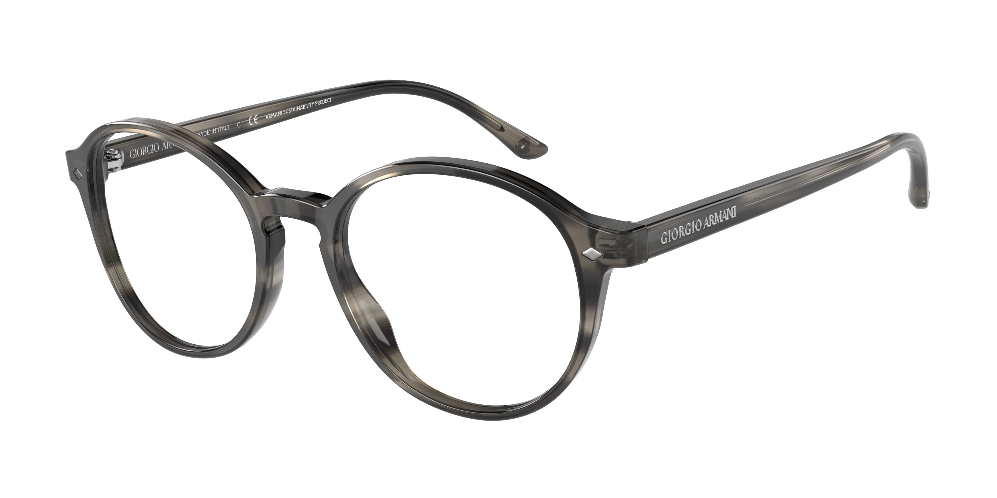 Giorgio Armani AR7004 Phantos Eyeglasses  5877-Bio Striped Grey Havana 49-145-19 - Color Map Grey
