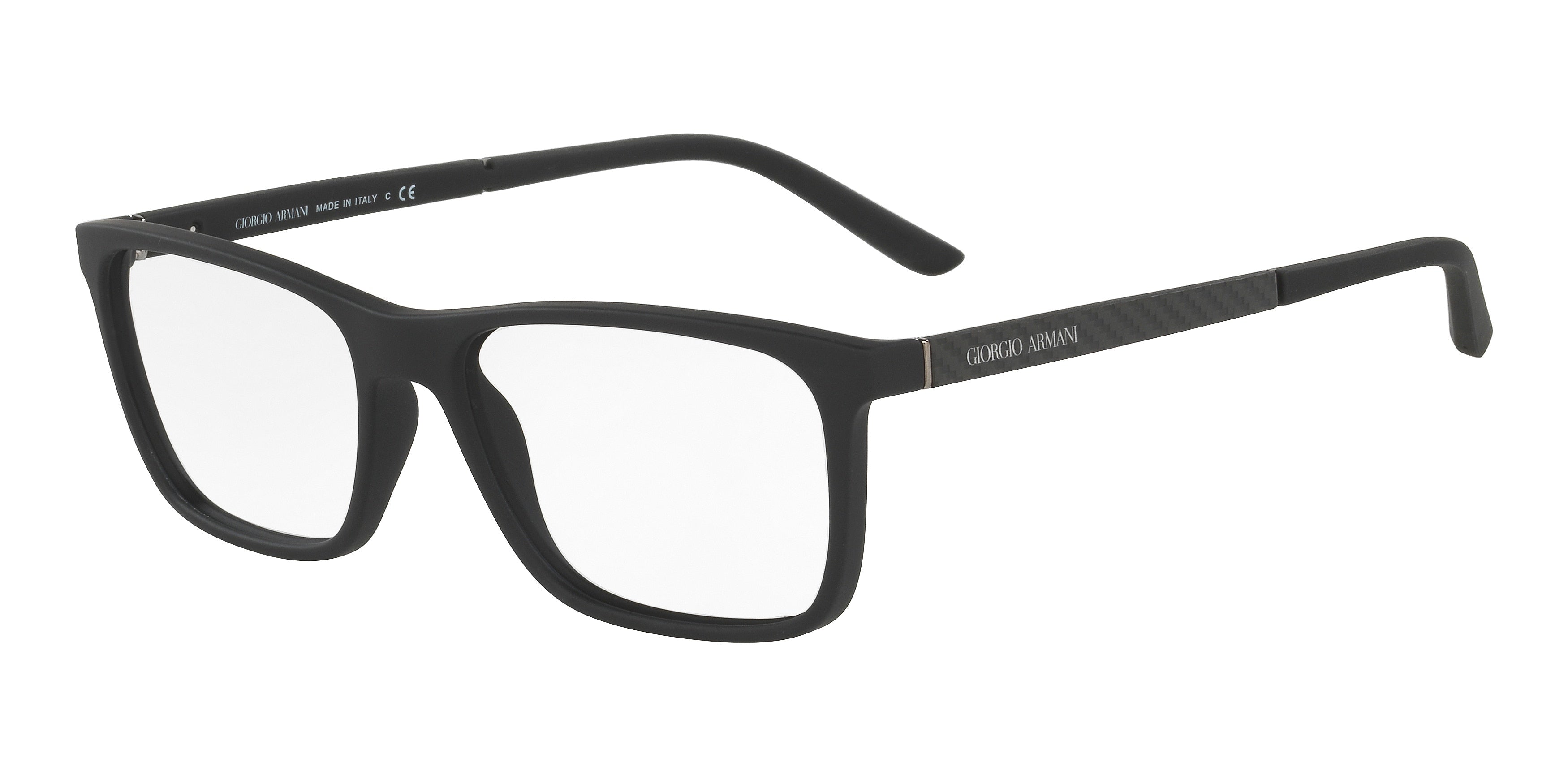 Giorgio Armani AR7104 Square Eyeglasses  5063-Black Rubber 55-145-17 - Color Map Black