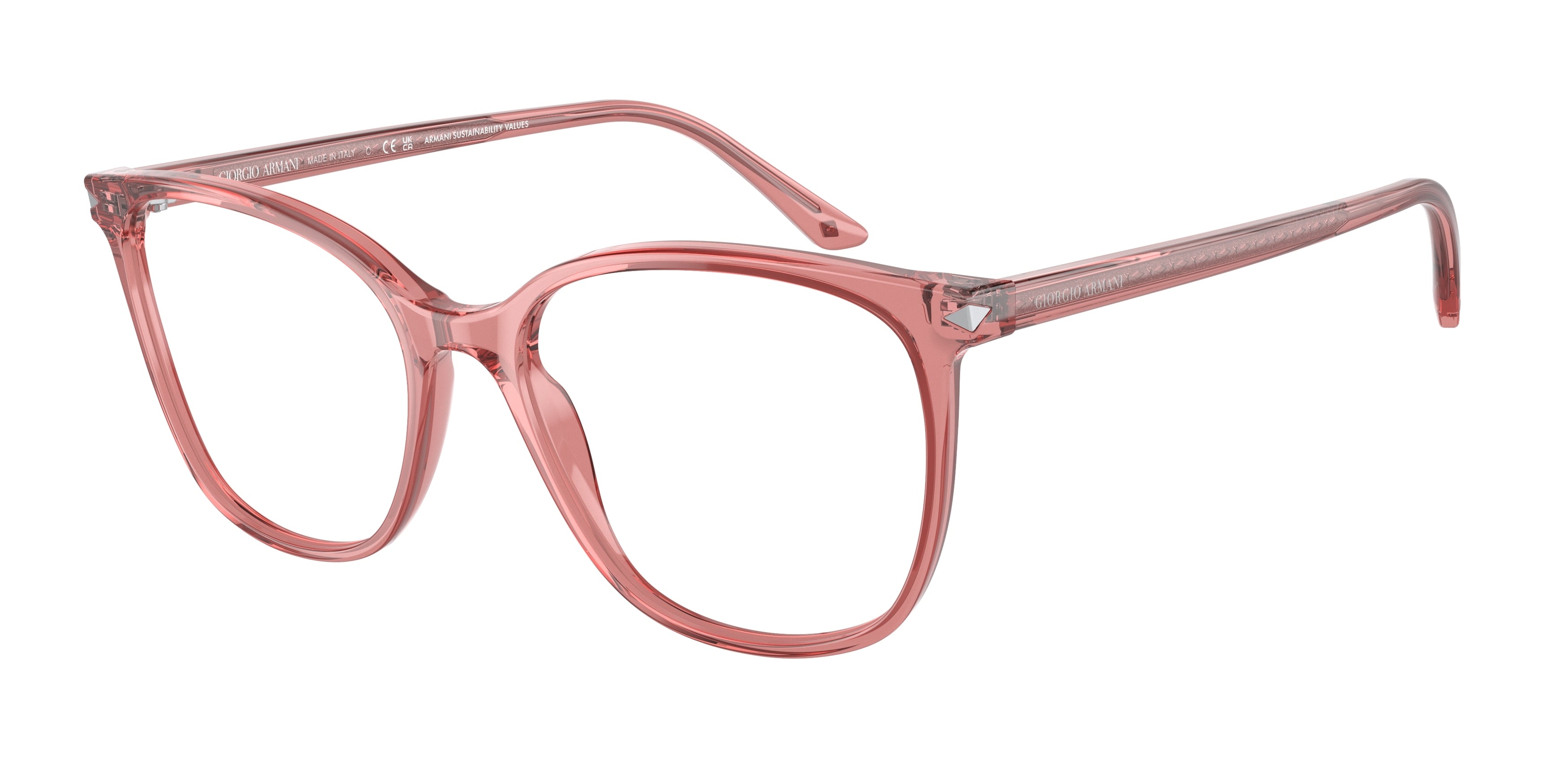 Giorgio Armani AR7192 Square Eyeglasses  5933-Transparent Pink 54-145-17 - Color Map Pink
