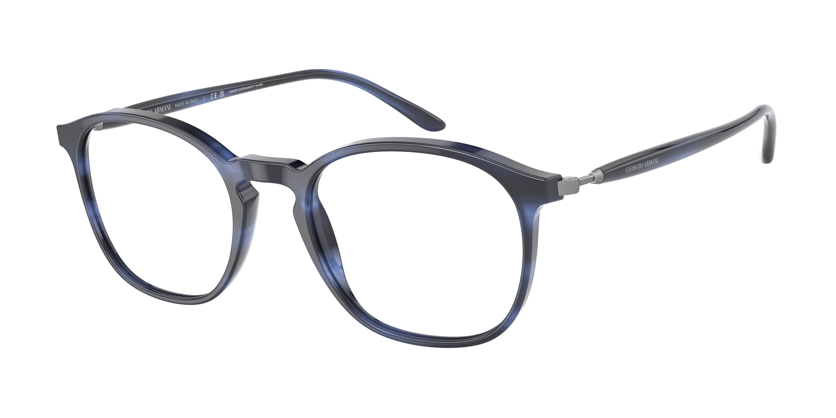 Giorgio Armani AR7213 Phantos Eyeglasses  5901-Striped Blue 51-145-20 - Color Map Blue