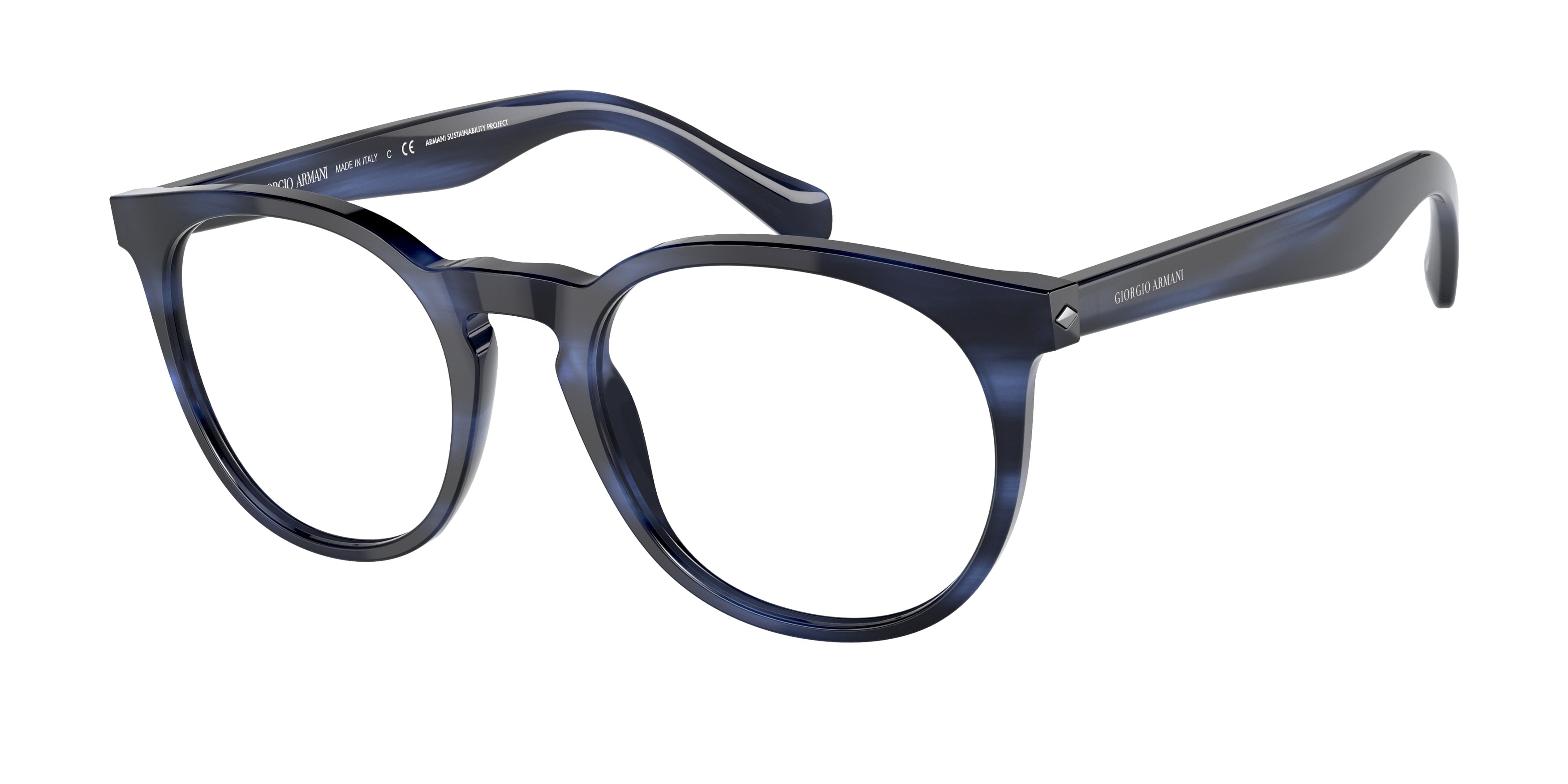 Giorgio Armani AR7214 Phantos Eyeglasses  5901-Striped Blue 49-145-20 - Color Map Blue