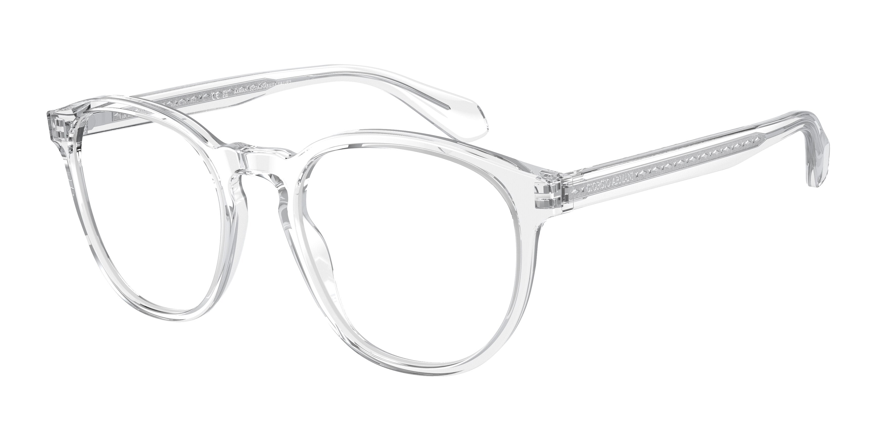 Giorgio Armani AR7216 Phantos Eyeglasses  5893-Transparent Crystal 52-145-20 - Color Map Transparent