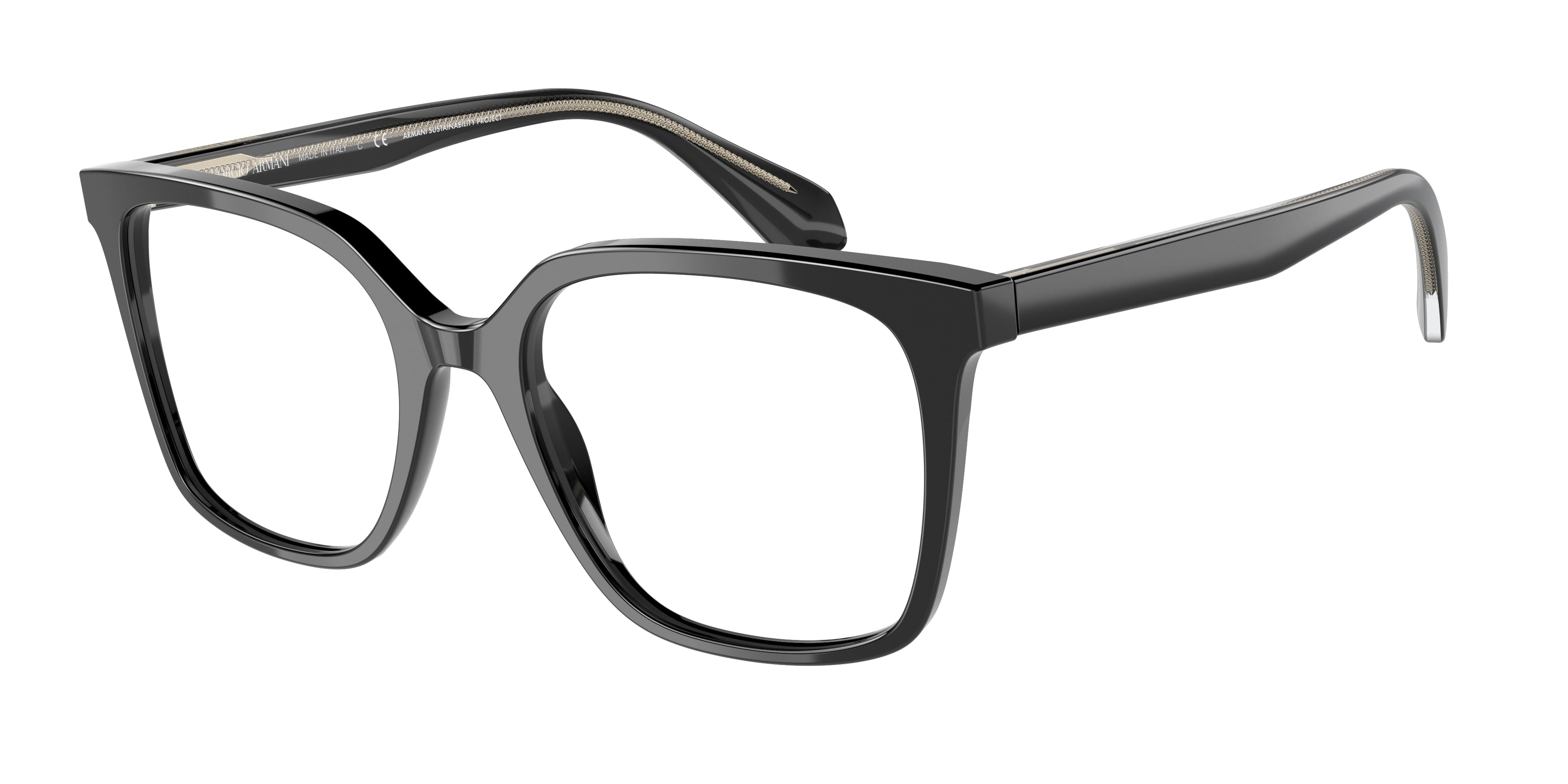 Giorgio Armani AR7217 Square Eyeglasses 5875-Black 53-140-19 - Color Map Black