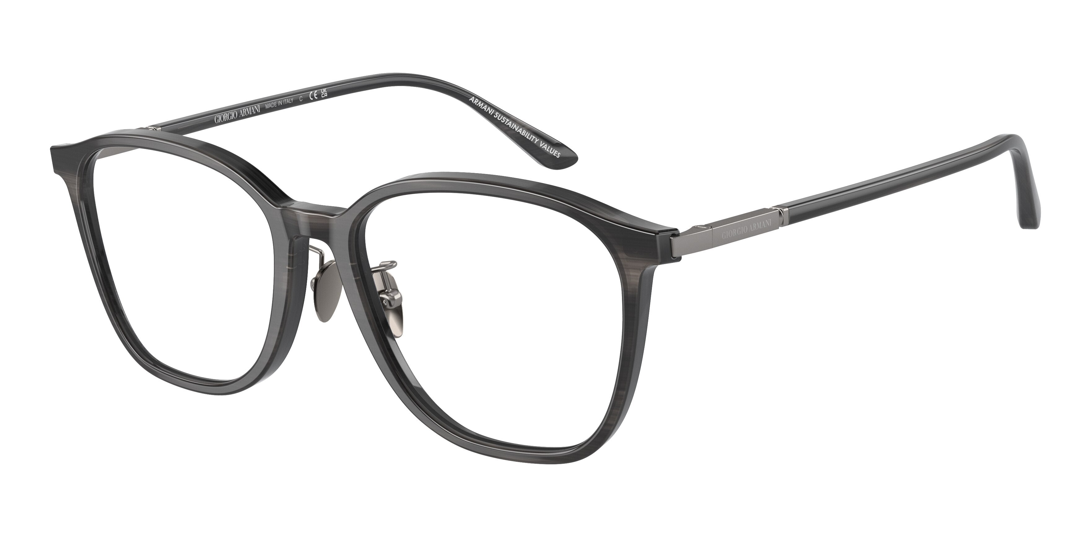 Giorgio Armani AR7236F Square Eyeglasses  5964-Striped Grey 53-145-17 - Color Map Grey