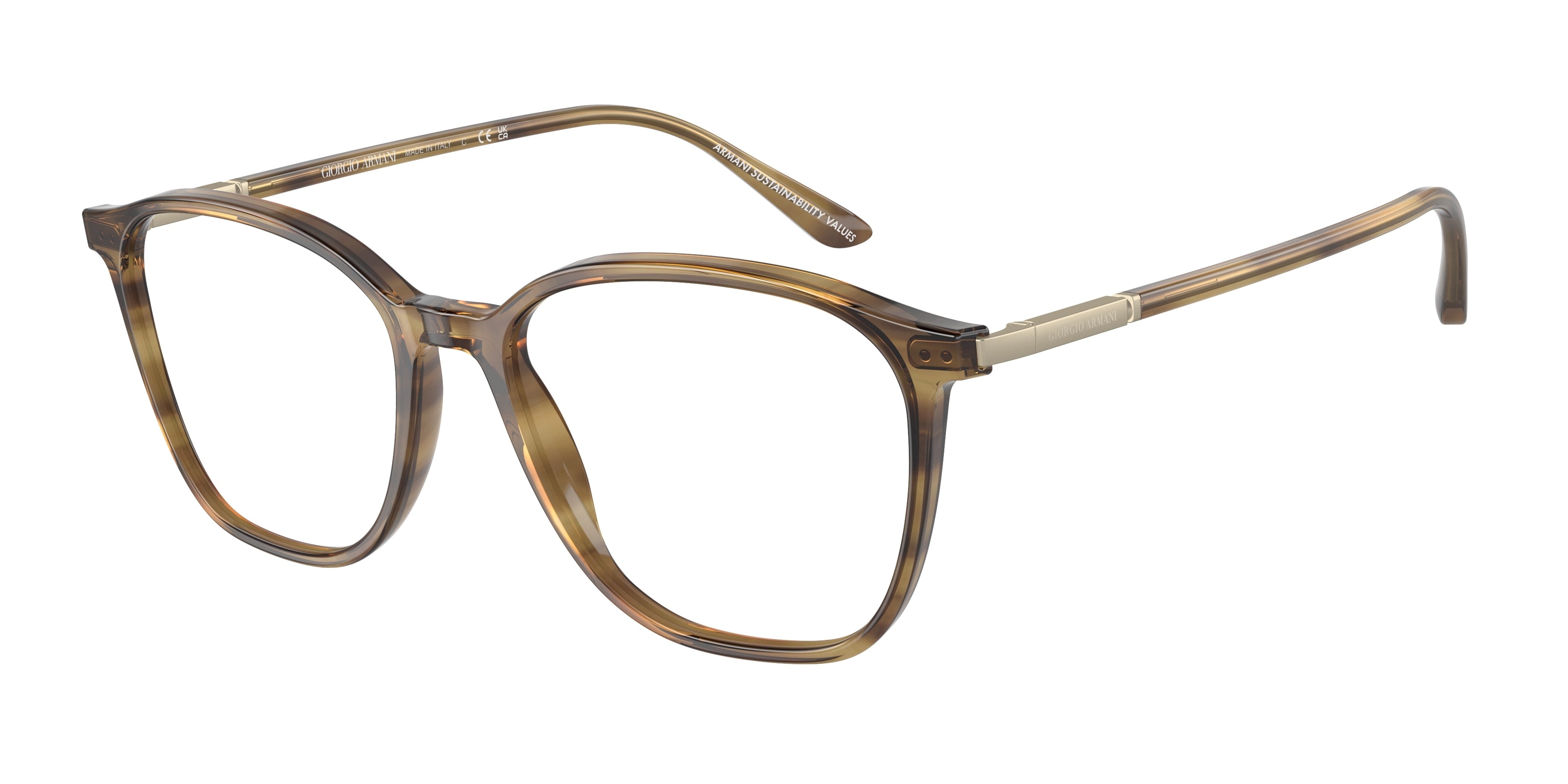 Giorgio Armani AR7236 Square Eyeglasses  6002-Striped Brown 53-145-17 - Color Map Tortoise
