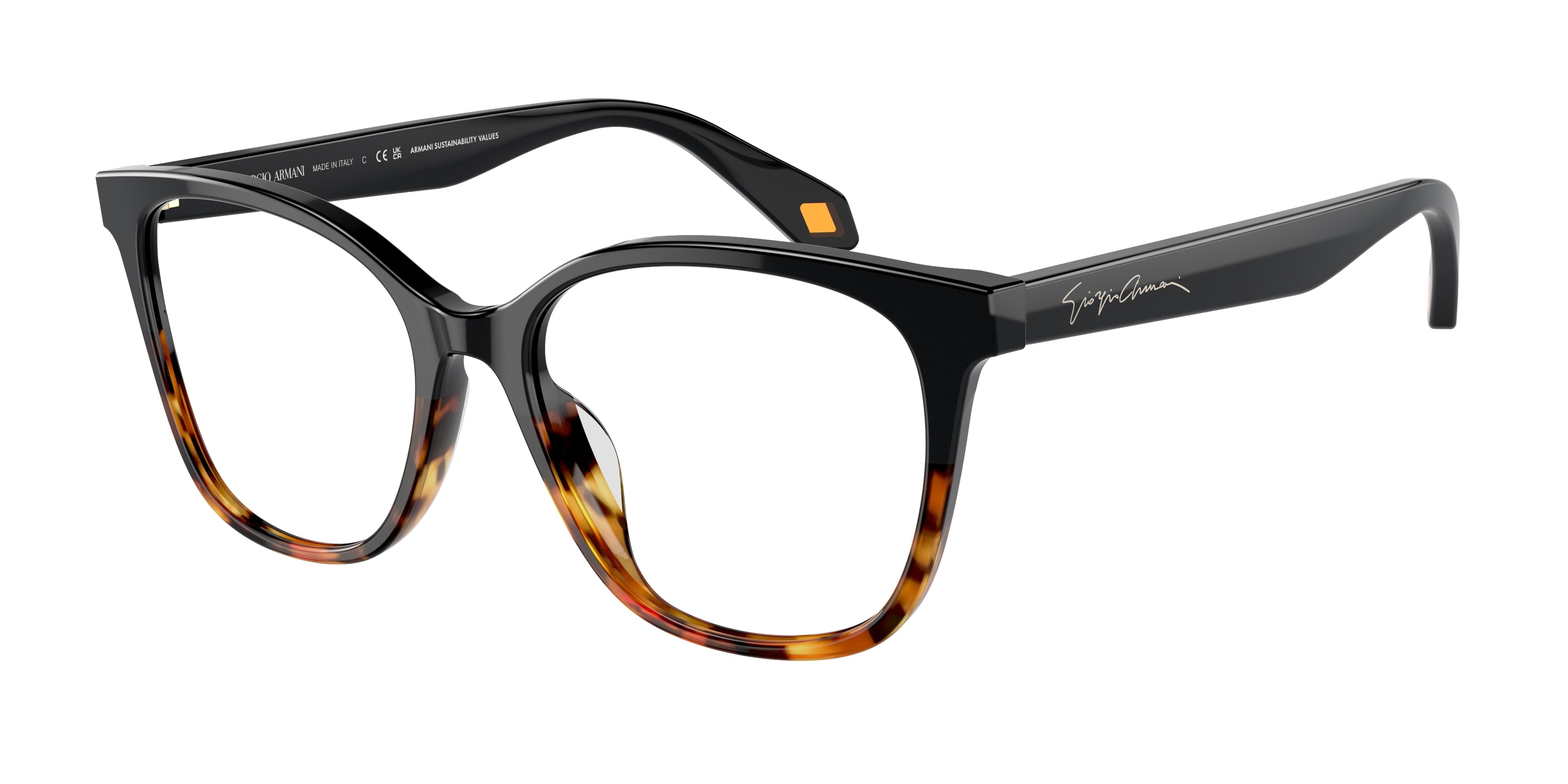 Giorgio Armani AR7246U Cat Eye Eyeglasses 5875-Black/Yellow Havana 53-140-17 - Color Map Black
