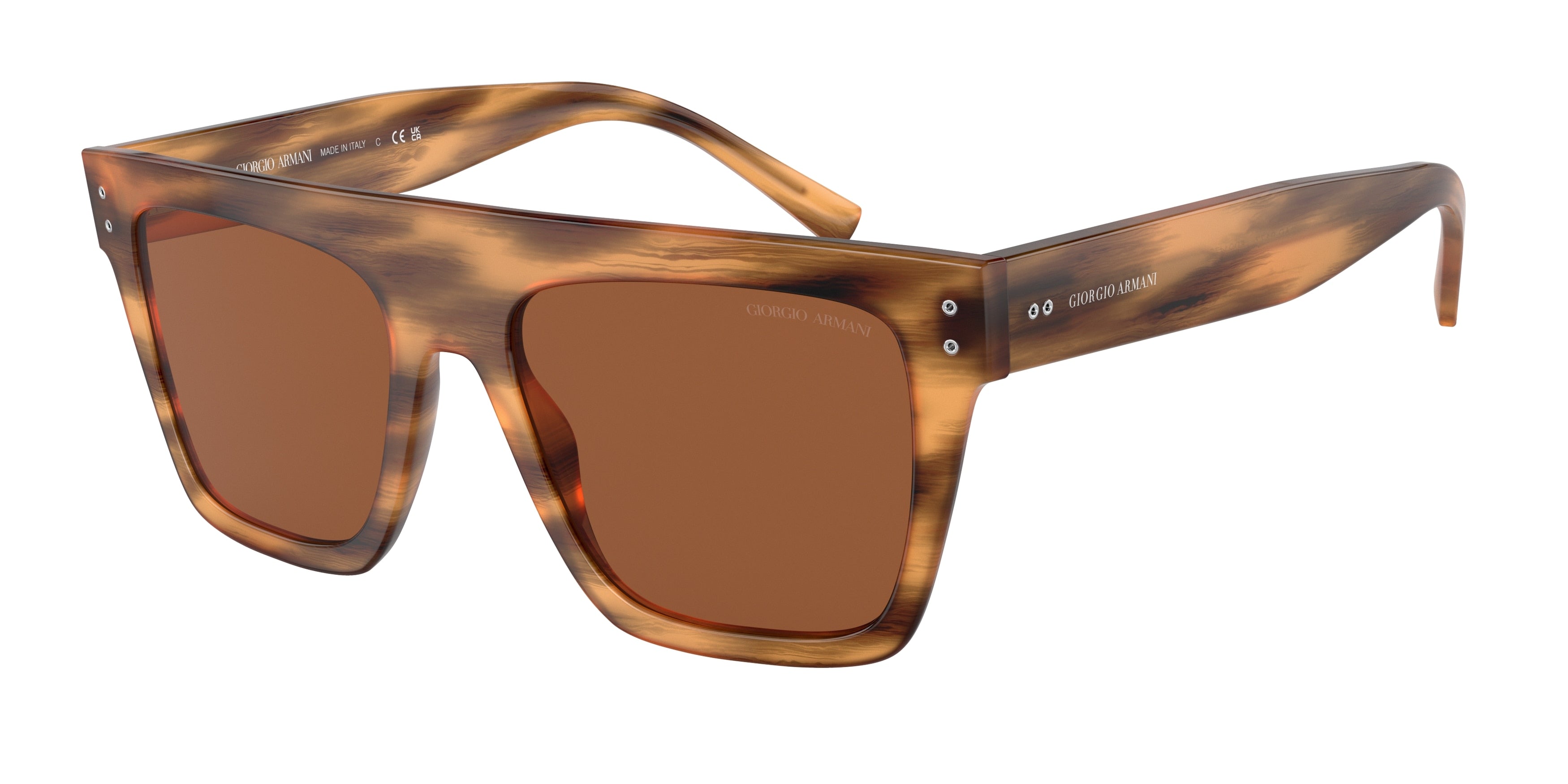 Giorgio Armani AR8177 Square Sunglasses  592173-Striped Honey 52-145-18 - Color Map Tortoise