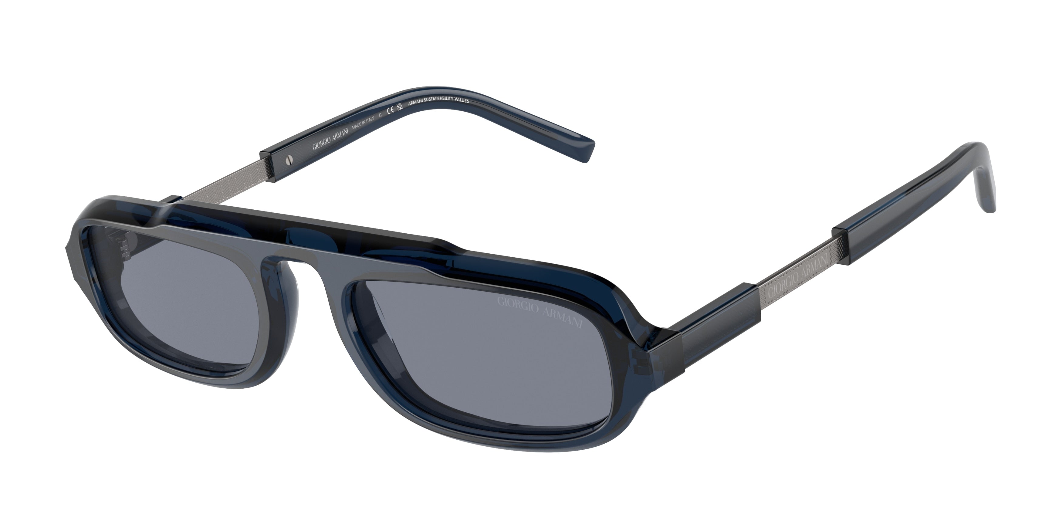 Giorgio Armani AR8203 Rectangle Sunglasses 604719-Trasparent Blue 51-145-20 - Color Map Blue