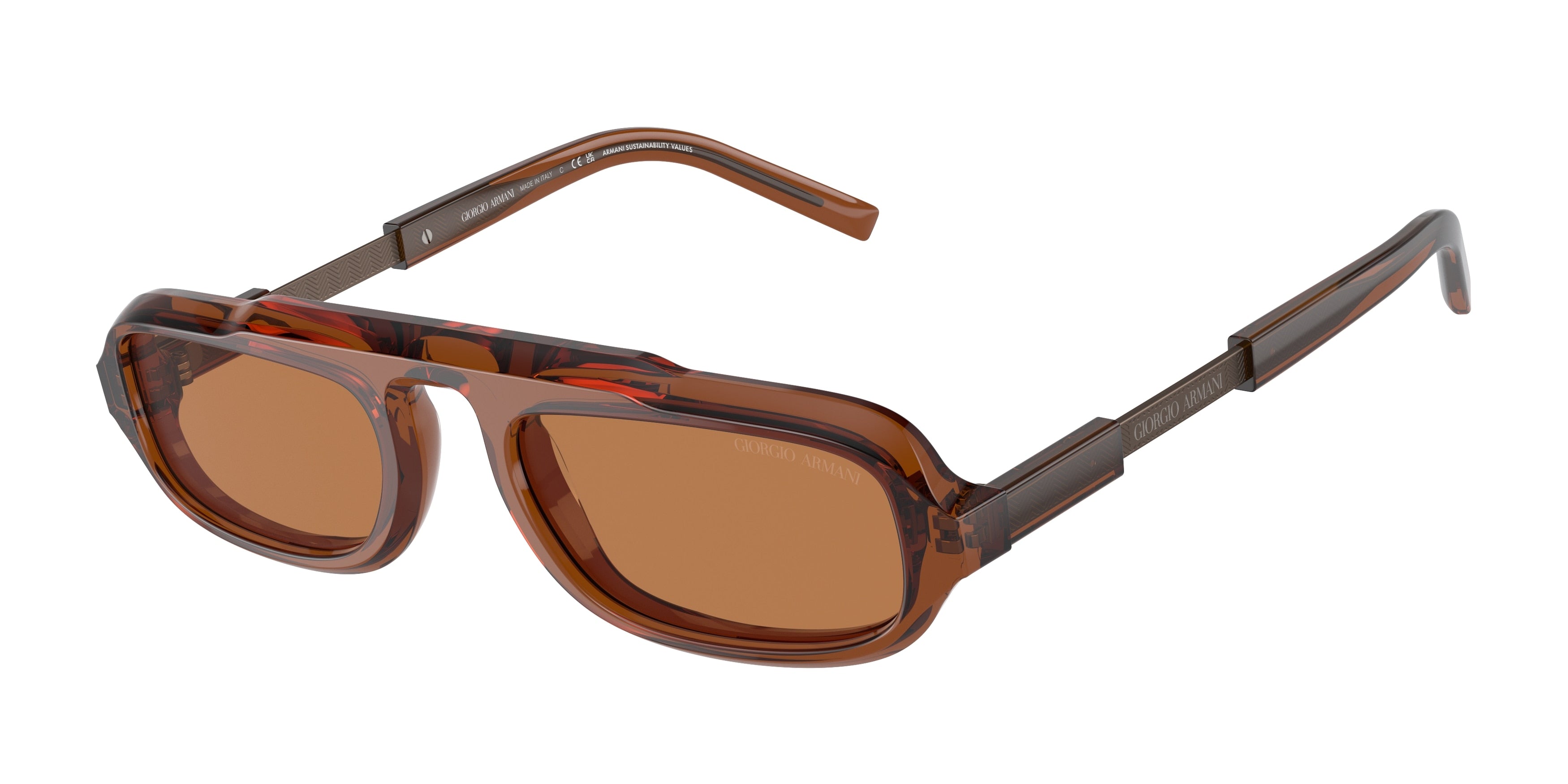 Giorgio Armani AR8203 Rectangle Sunglasses 604973-Trasparent Brown 51-145-20 - Color Map Brown