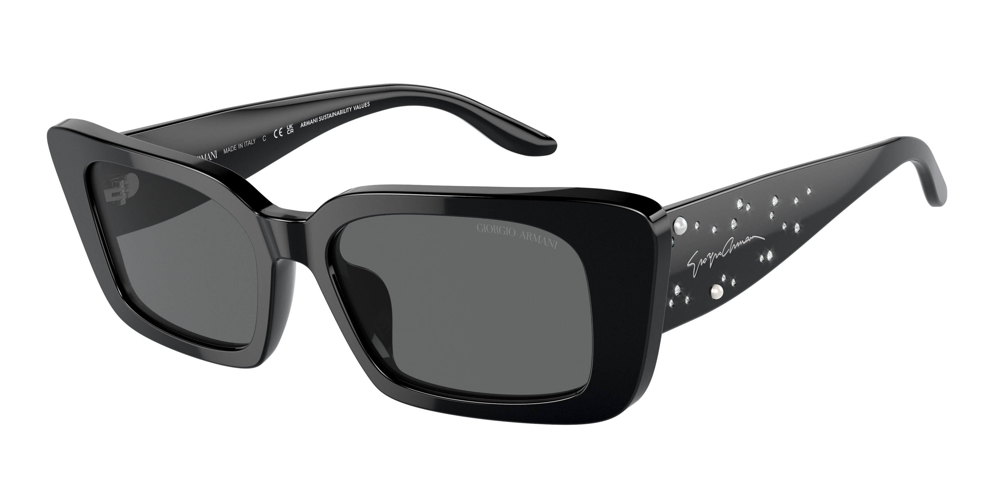 Giorgio Armani AR8214BU Rectangle Sunglasses 500187-Black 53-140-17 - Color Map Black