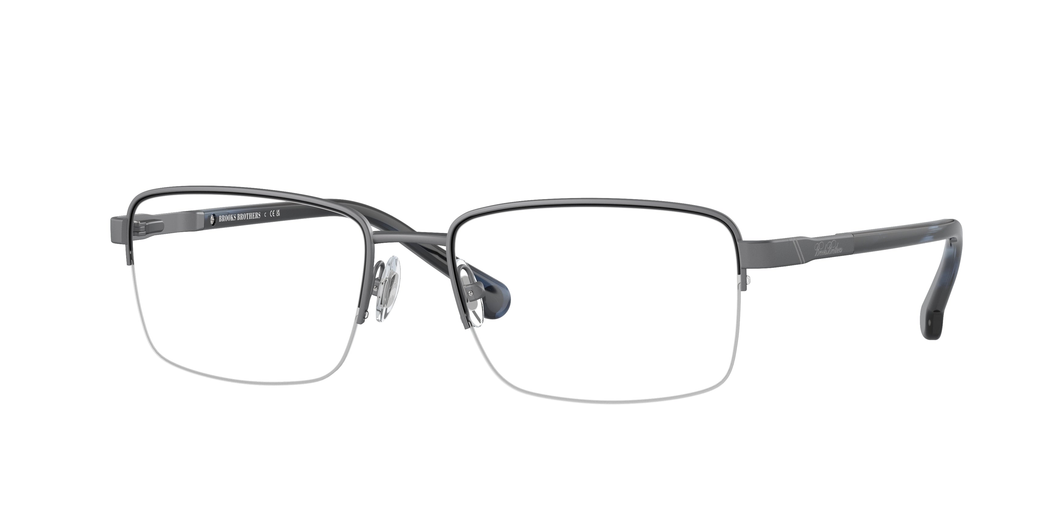 Brooks Brothers BB1044 Rectangle Eyeglasses 1035-Matte Gunmetal 56-145-17 - Color Map Grey
