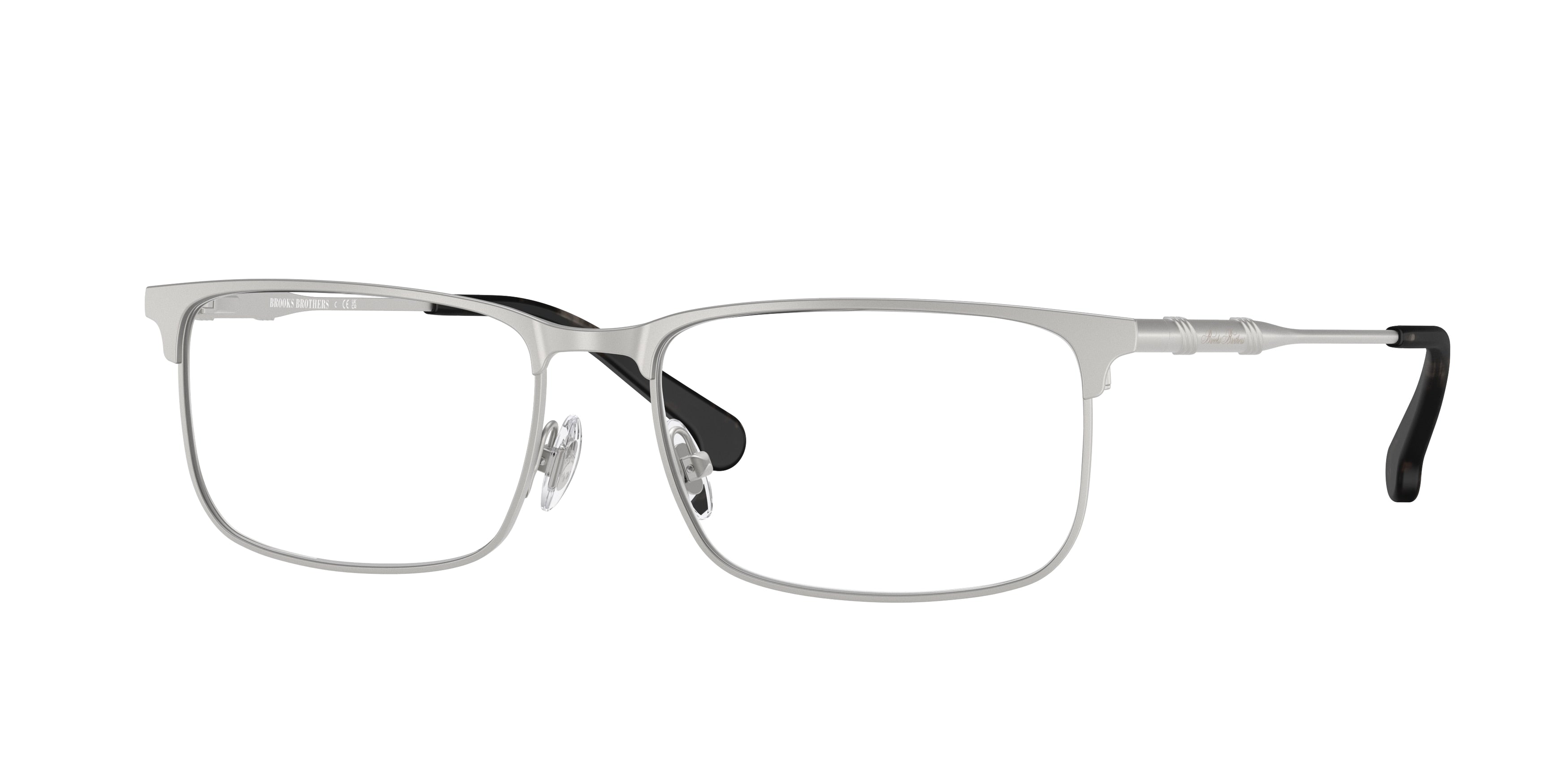 Brooks Brothers BB1046 Rectangle Eyeglasses 1032-Matte Silver 55-140-16 - Color Map Silver