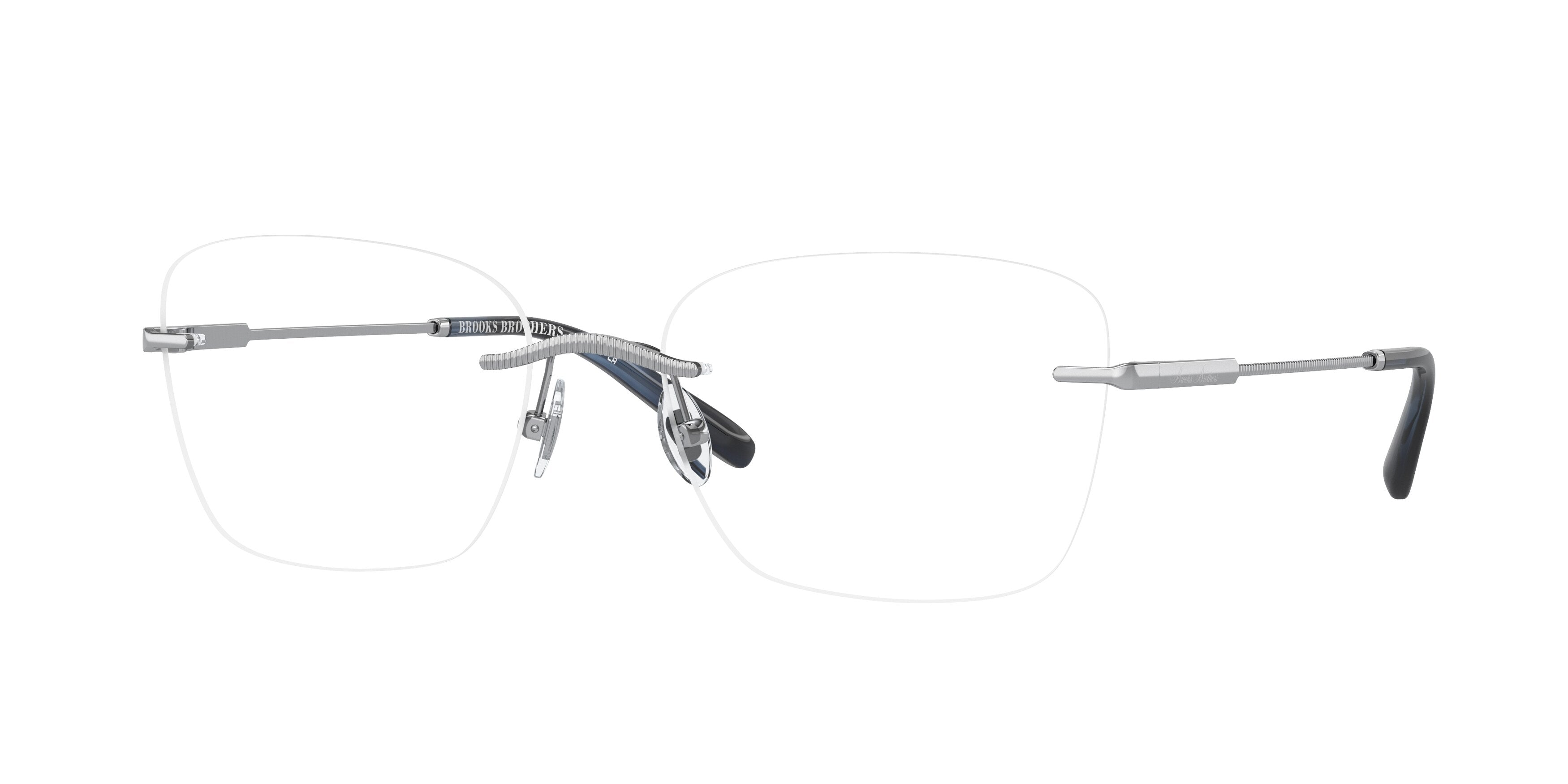 Brooks Brothers BB1107T Rectangle Eyeglasses 1025-Shiny Silver 57-145-18 - Color Map Silver