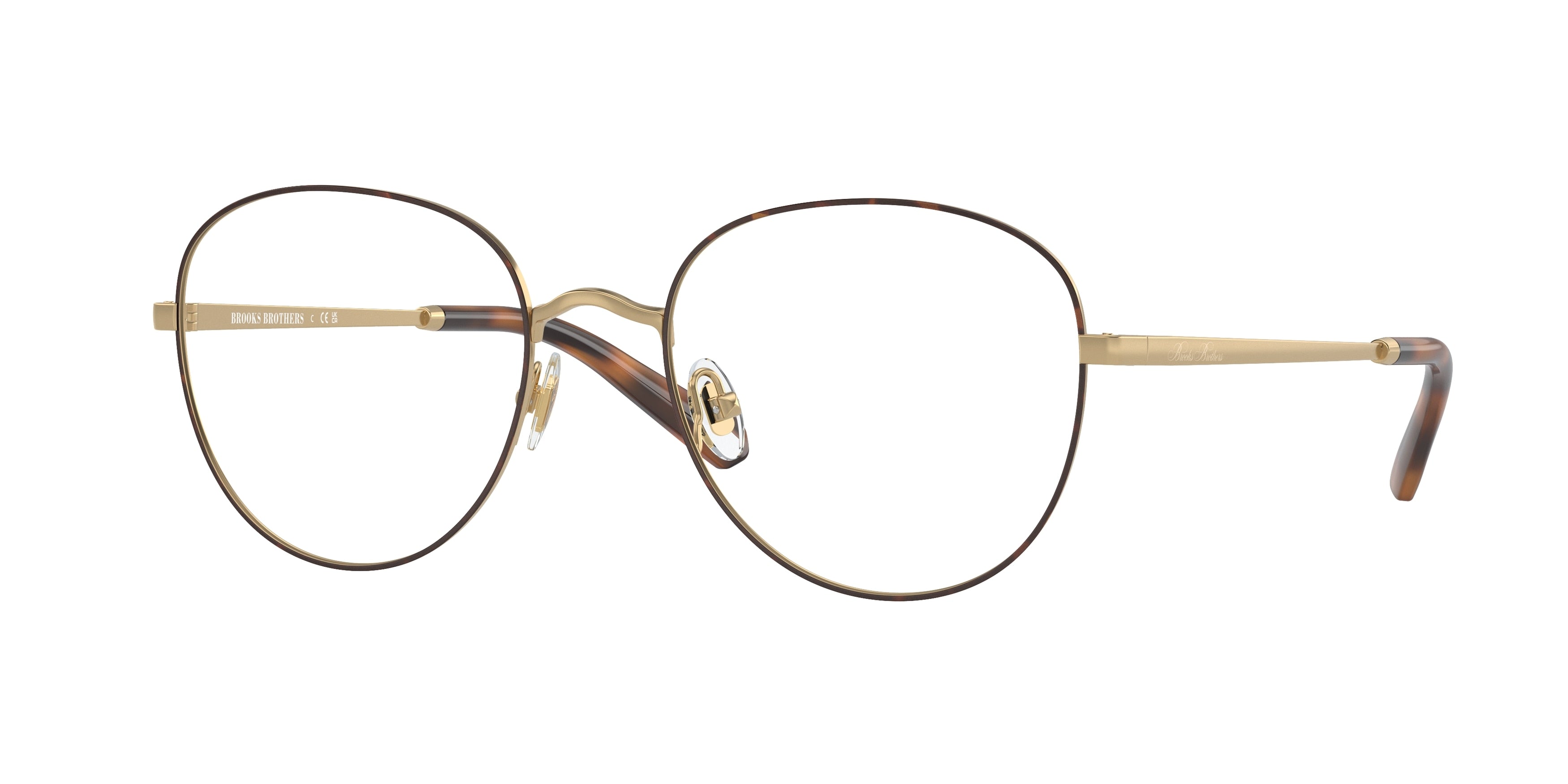 Brooks Brothers BB1111 Round Eyeglasses 1039-Gold/Dark Tortoise 53-145-19 - Color Map Gold