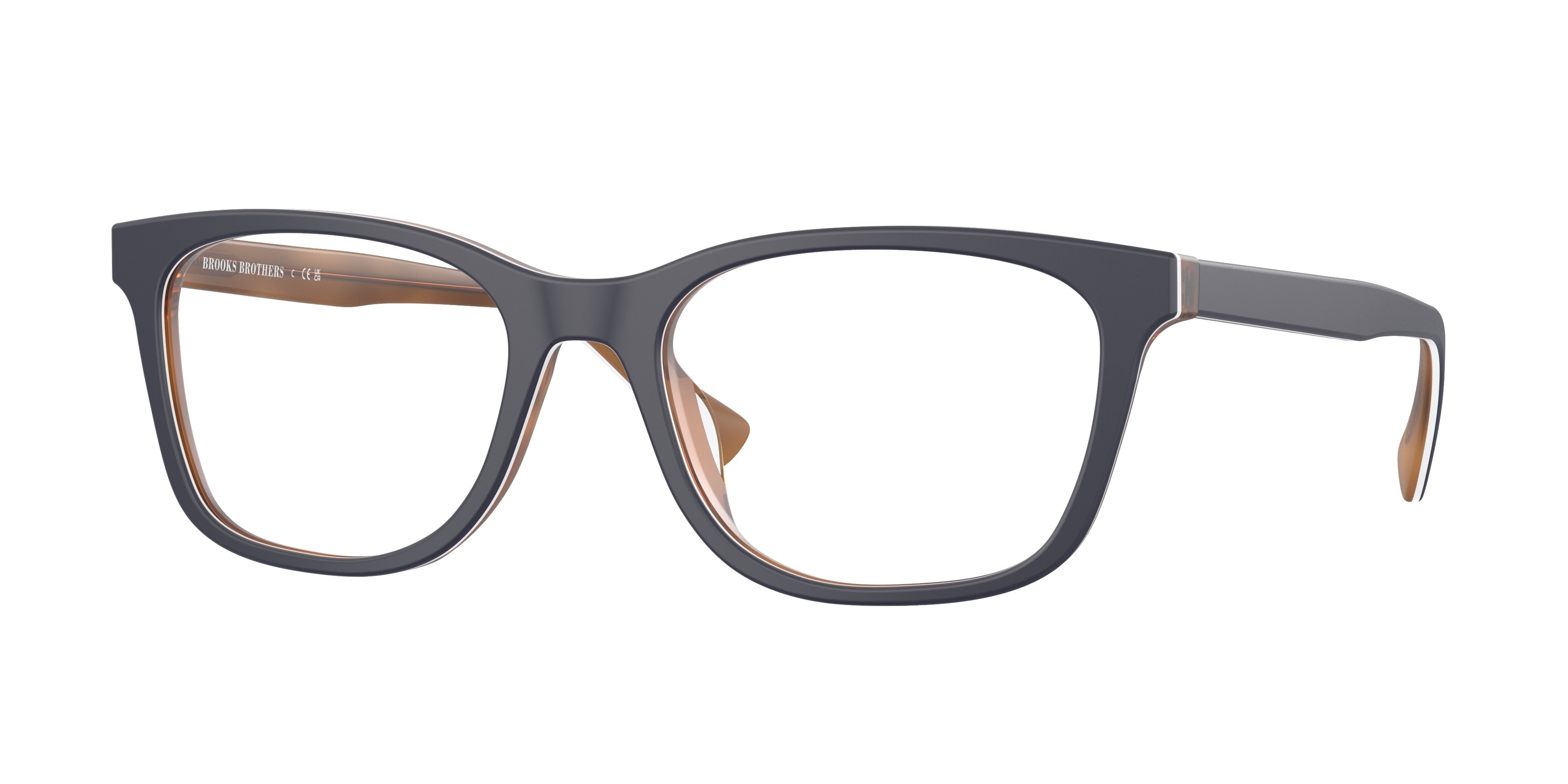 Brooks Brothers BB2063U Square Eyeglasses  6147-Matte Navy Laminate 56-145-19 - Color Map Blue