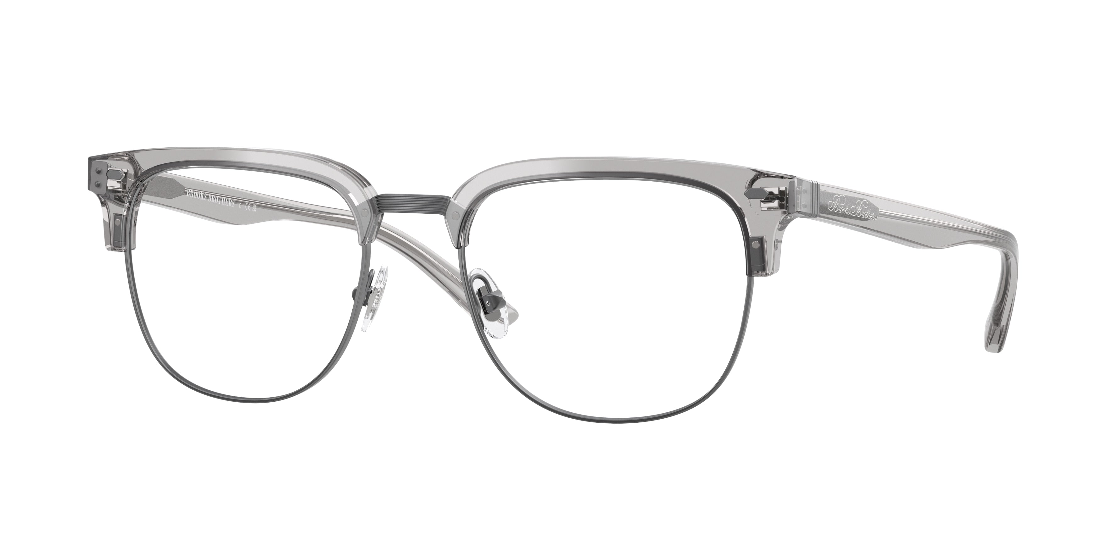 Brooks Brothers BB2068 Round Eyeglasses  6168-Grey Transparent 52-145-19 - Color Map Grey