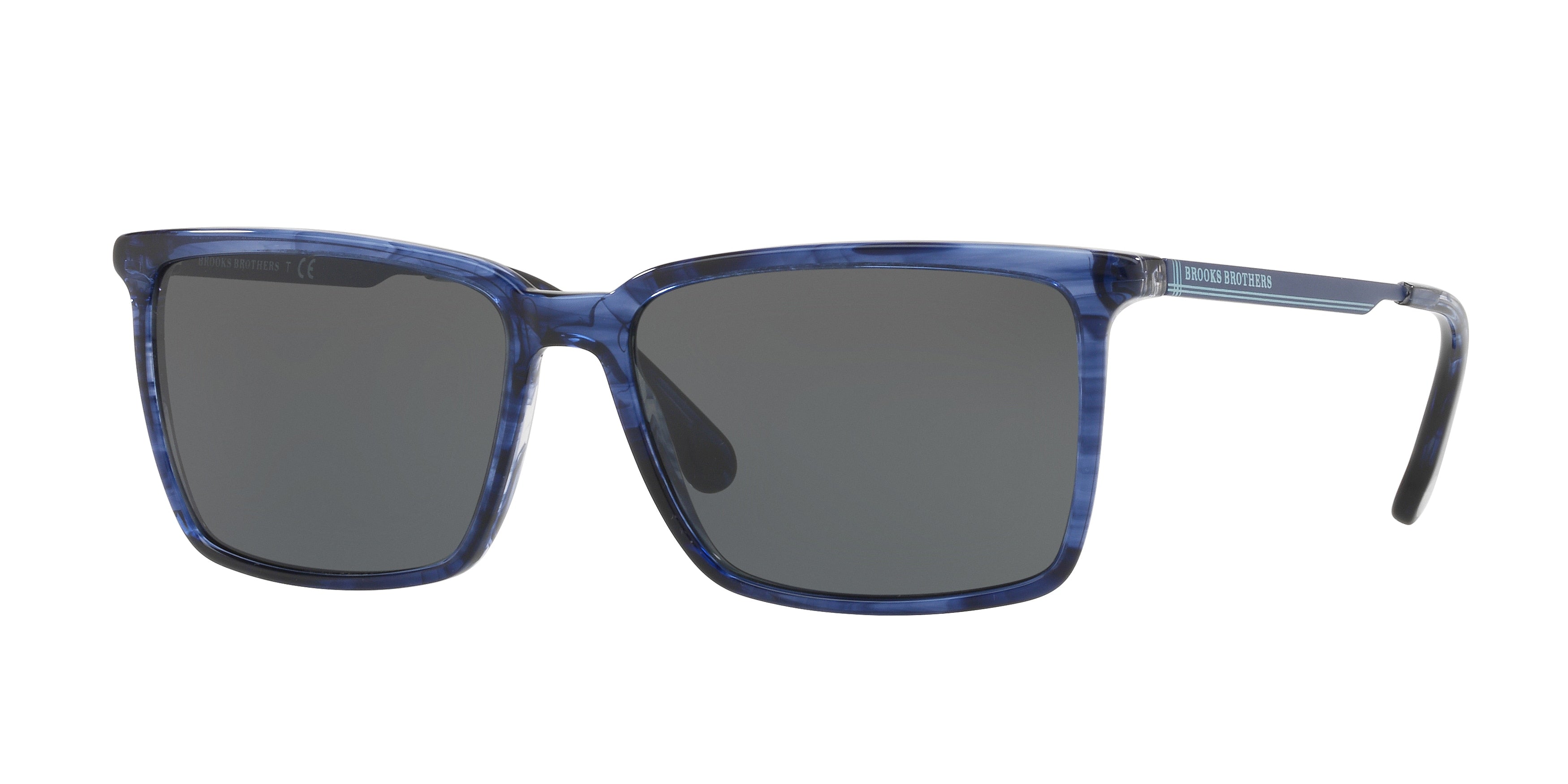 Brooks Brothers BB5038S Rectangle Sunglasses 614087-Navy Horn 58-140-15 - Color Map Blue