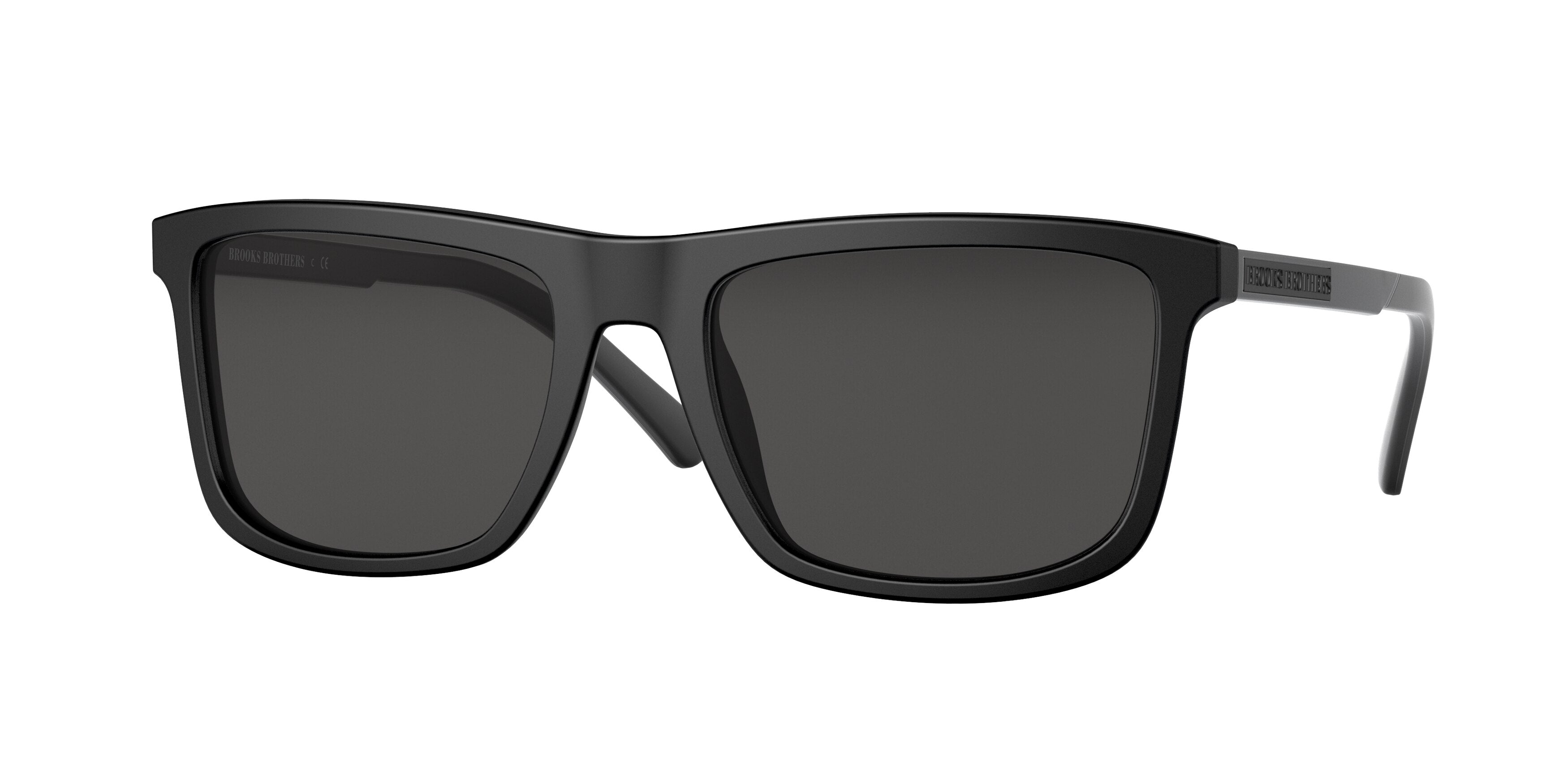 Brooks Brothers BB5044 Rectangle Sunglasses 606487-Matte Black 56-145-19 - Color Map Black