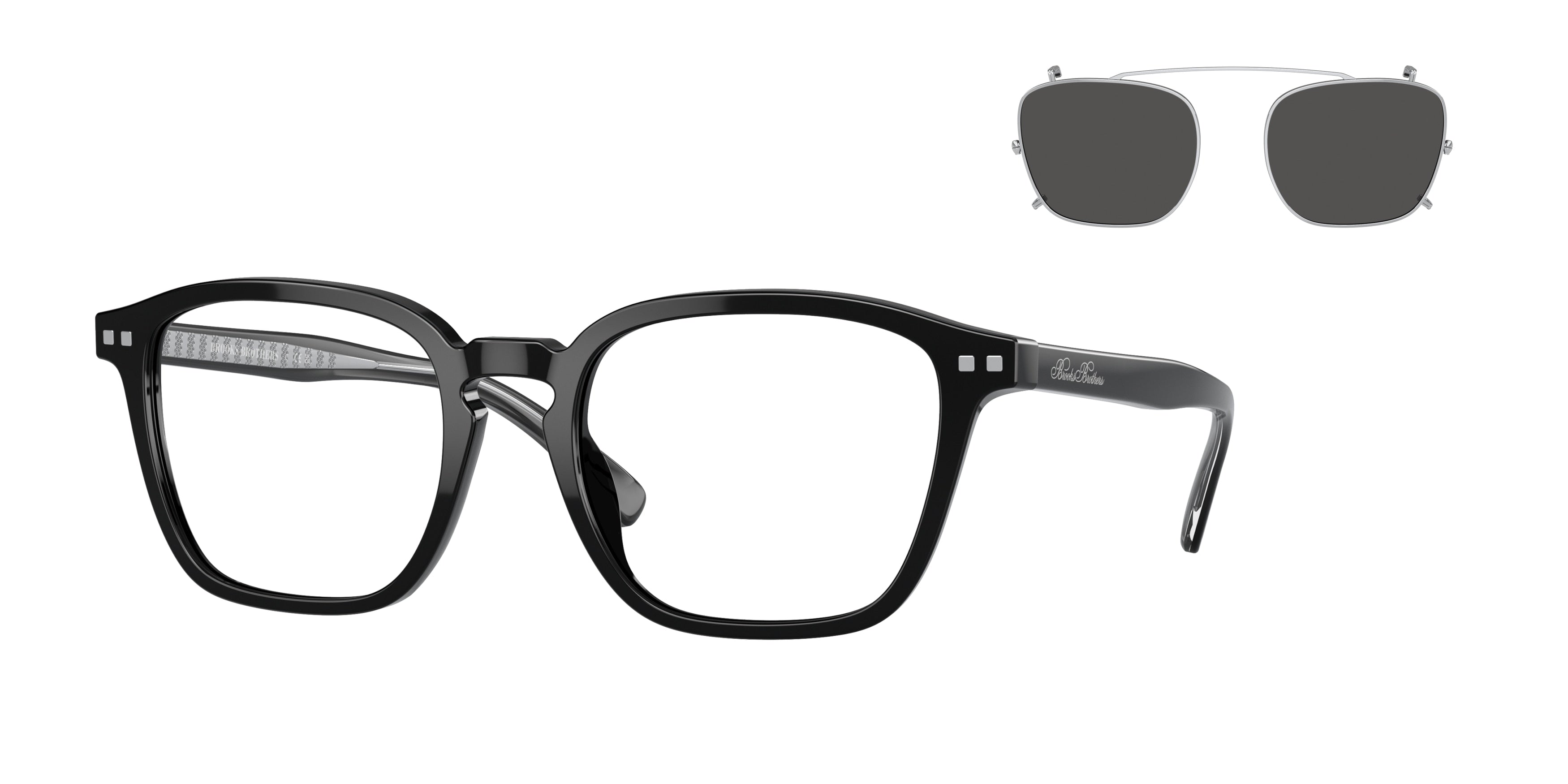 Brooks Brothers BB5049 Square Sunglasses 606487-Shiny Black 55-145-20 - Color Map Black