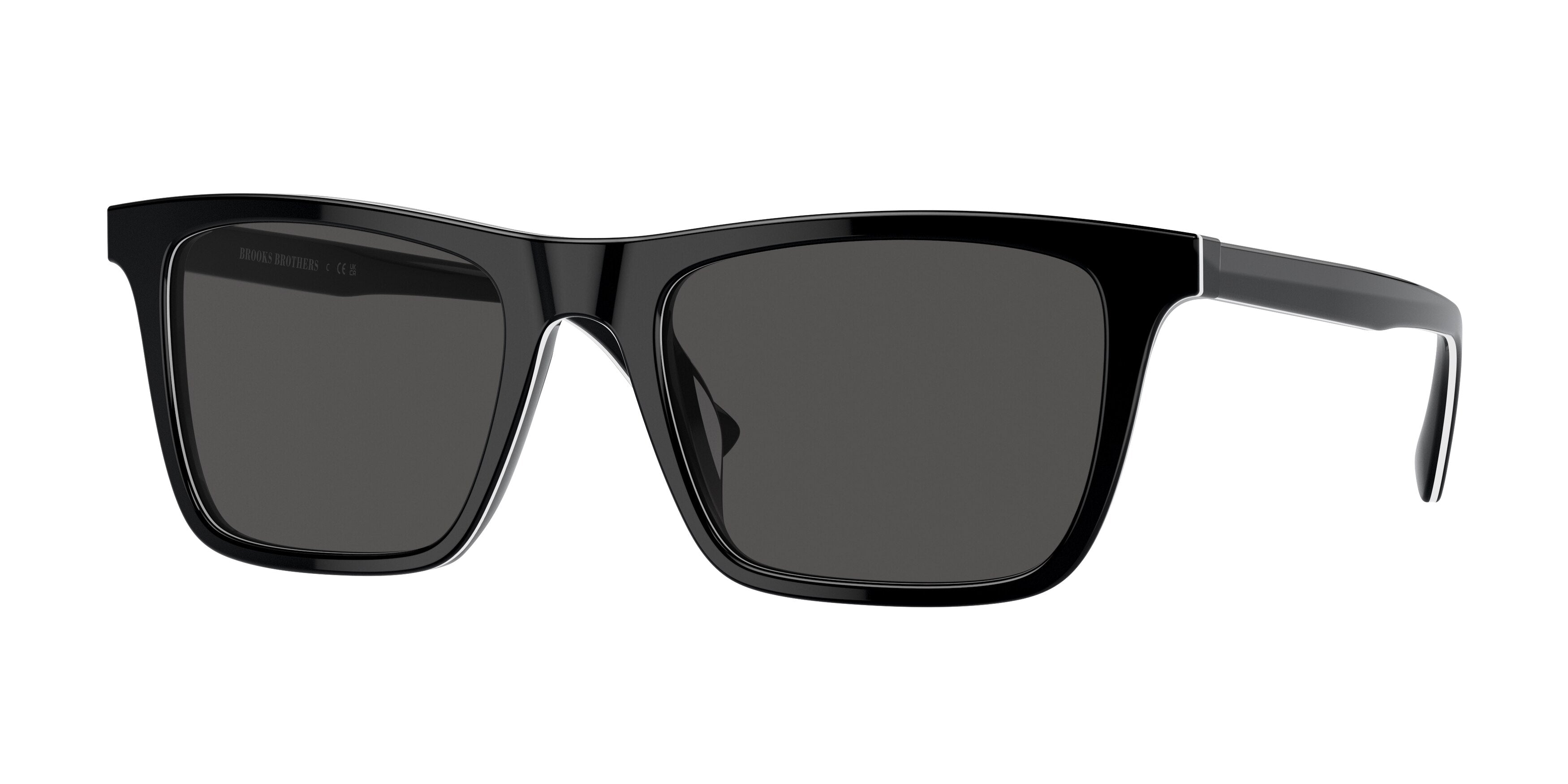 Brooks Brothers BB5051U Square Sunglasses 600787-Black White Laminate 56-145-20 - Color Map Black