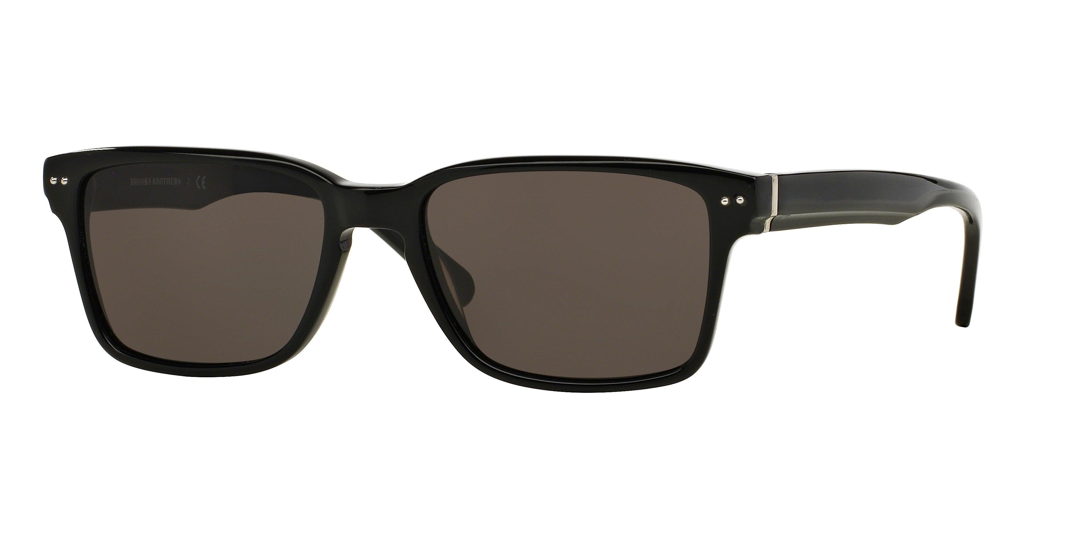 Brooks Brothers BB725S Rectangle Sunglasses 500387-Black 52-140-17 - Color Map Black