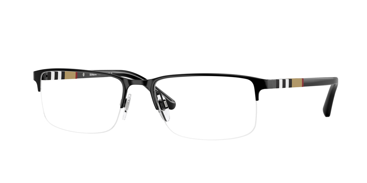 Burberry BE1282 Rectangle Eyeglasses 1001-Black 55-145-18 - Color Map Black