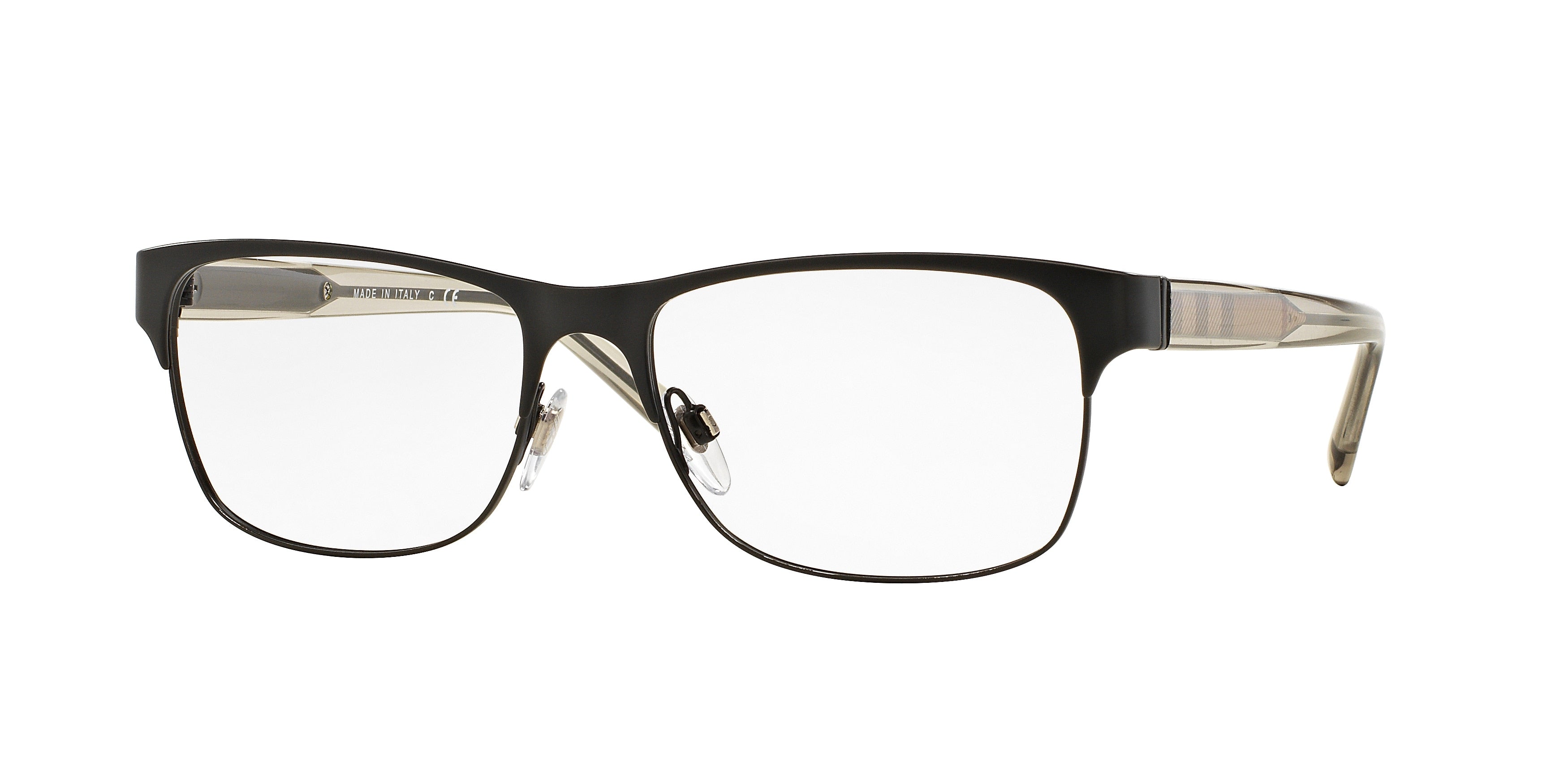 Burberry BE1289 Rectangle Eyeglasses 1007-Matte Black 55-140-16 - Color Map Black