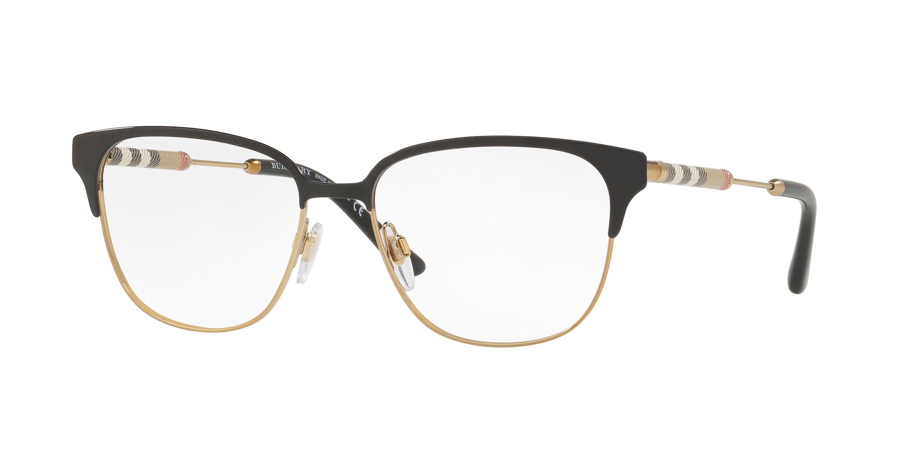 Burberry BE1313Q Square Eyeglasses  1237-Black/Light Gold 53-140-16 - Color Map Black
