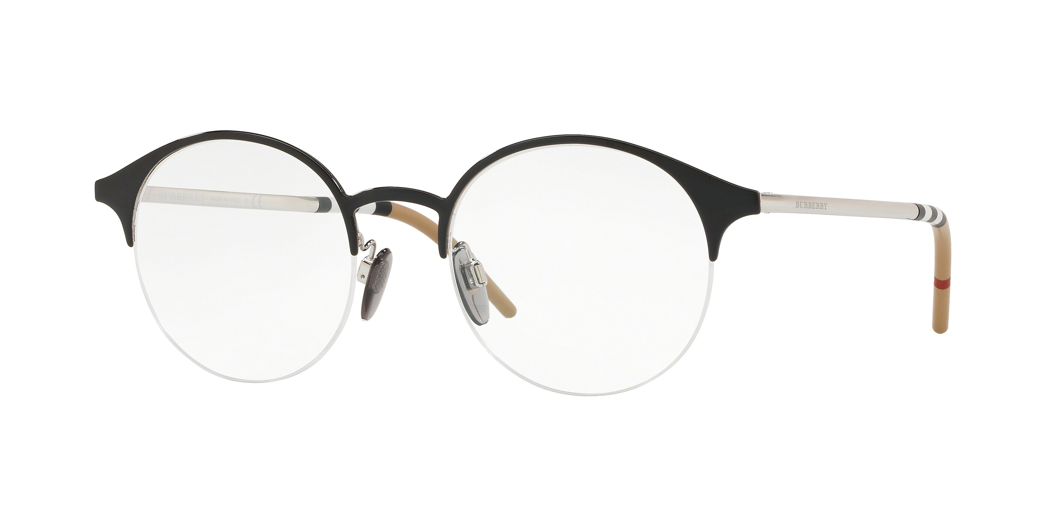 Burberry BE1328 Round Eyeglasses 1276-Black/Silver 51-140-20 - Color Map Black