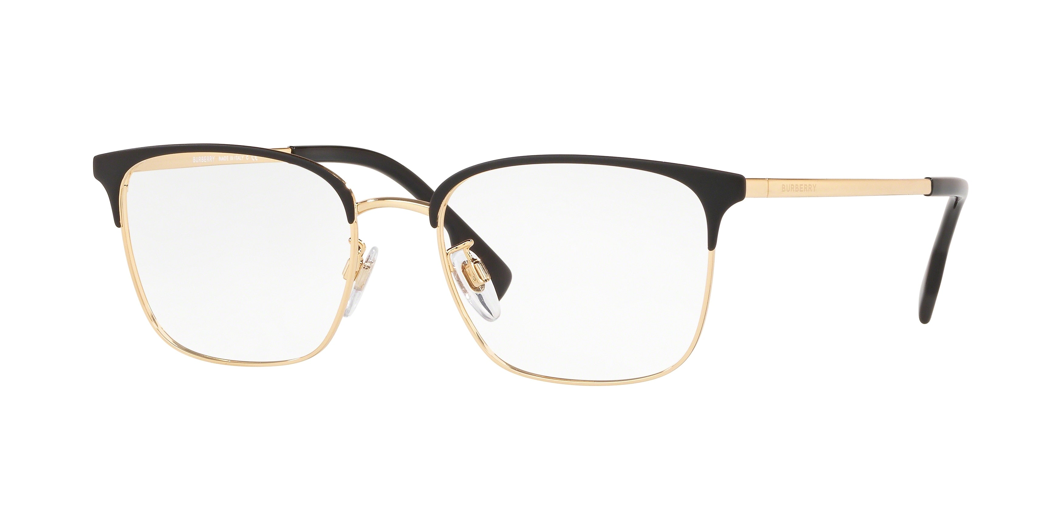 Burberry BE1338D Square Eyeglasses 1017-Matte Black/Gold 53-145-18 - Color Map Black