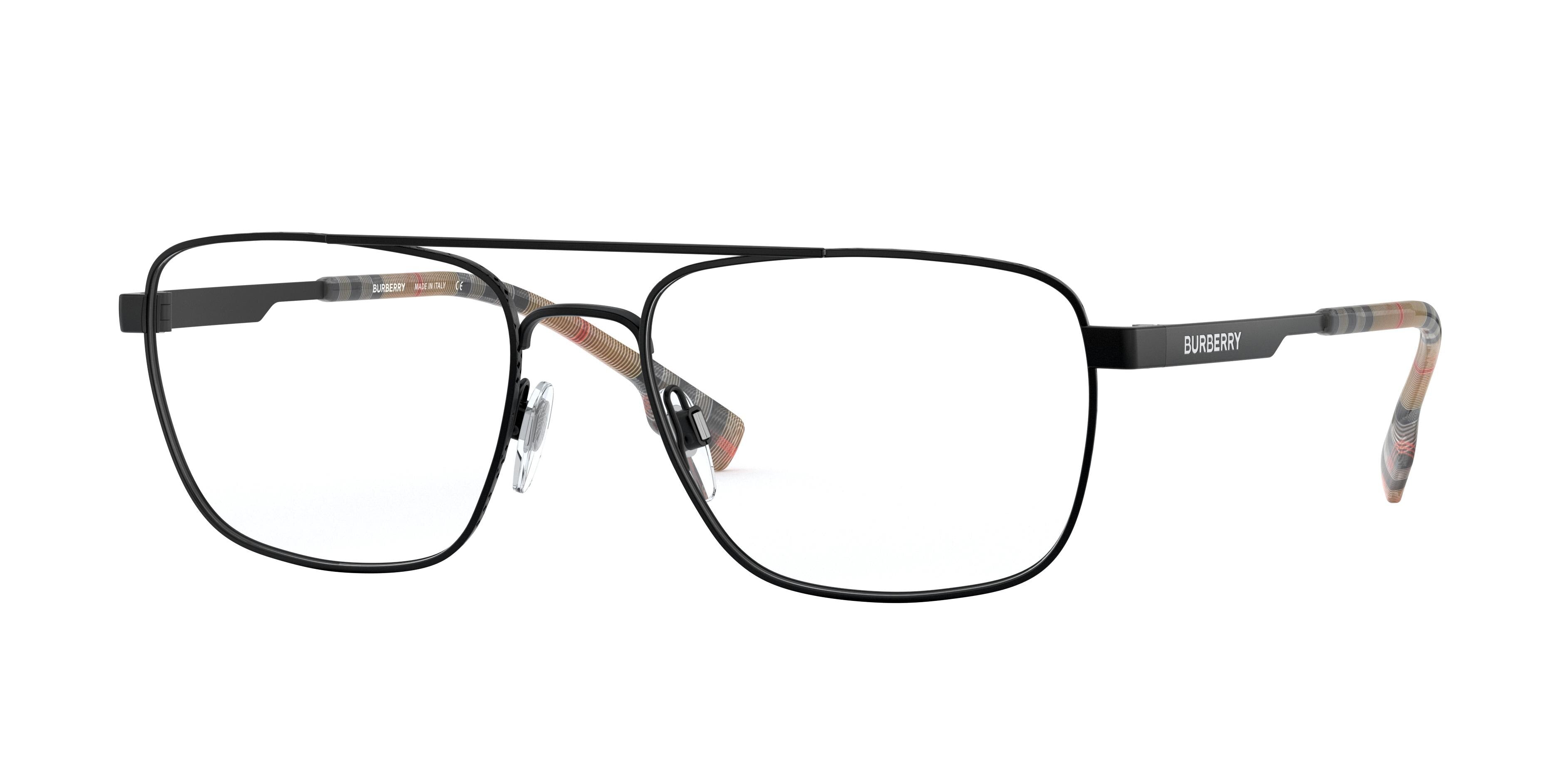 Burberry CRESCENT BE1340 Rectangle Eyeglasses 1007-Matte Black 59-145-18 - Color Map Black