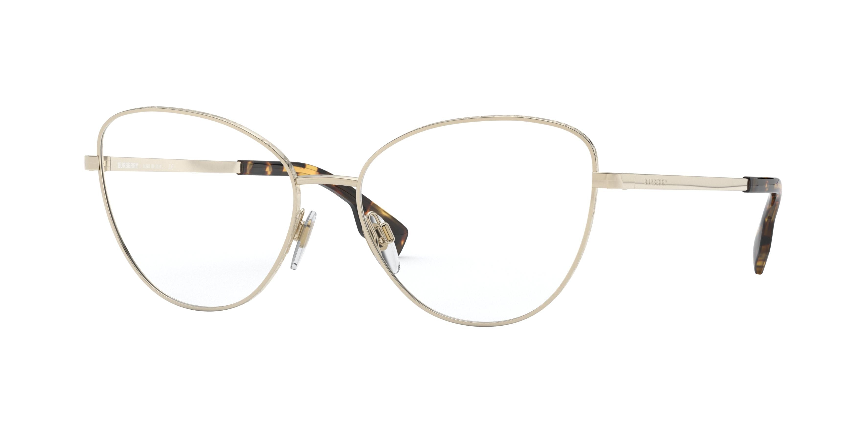 Burberry CALCOT BE1341 Butterfly Eyeglasses  1109-Pale Gold 53-140-16 - Color Map Gold