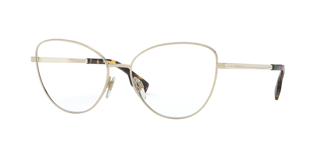 Burberry CALCOT BE1341 Butterfly Eyeglasses 1109-Pale Gold 53-140-16 - Color Map Gold